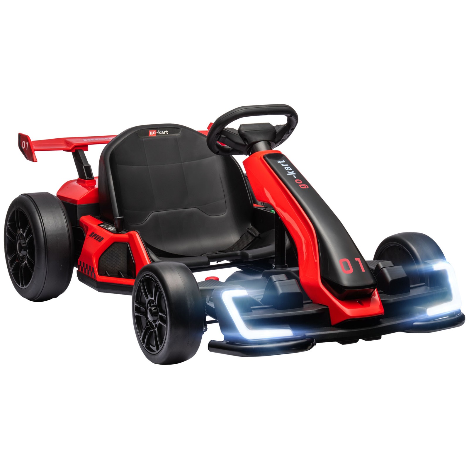 24V 7.5 MPH Electric Go Kart with Adjustable Seat, Slow Start, Red