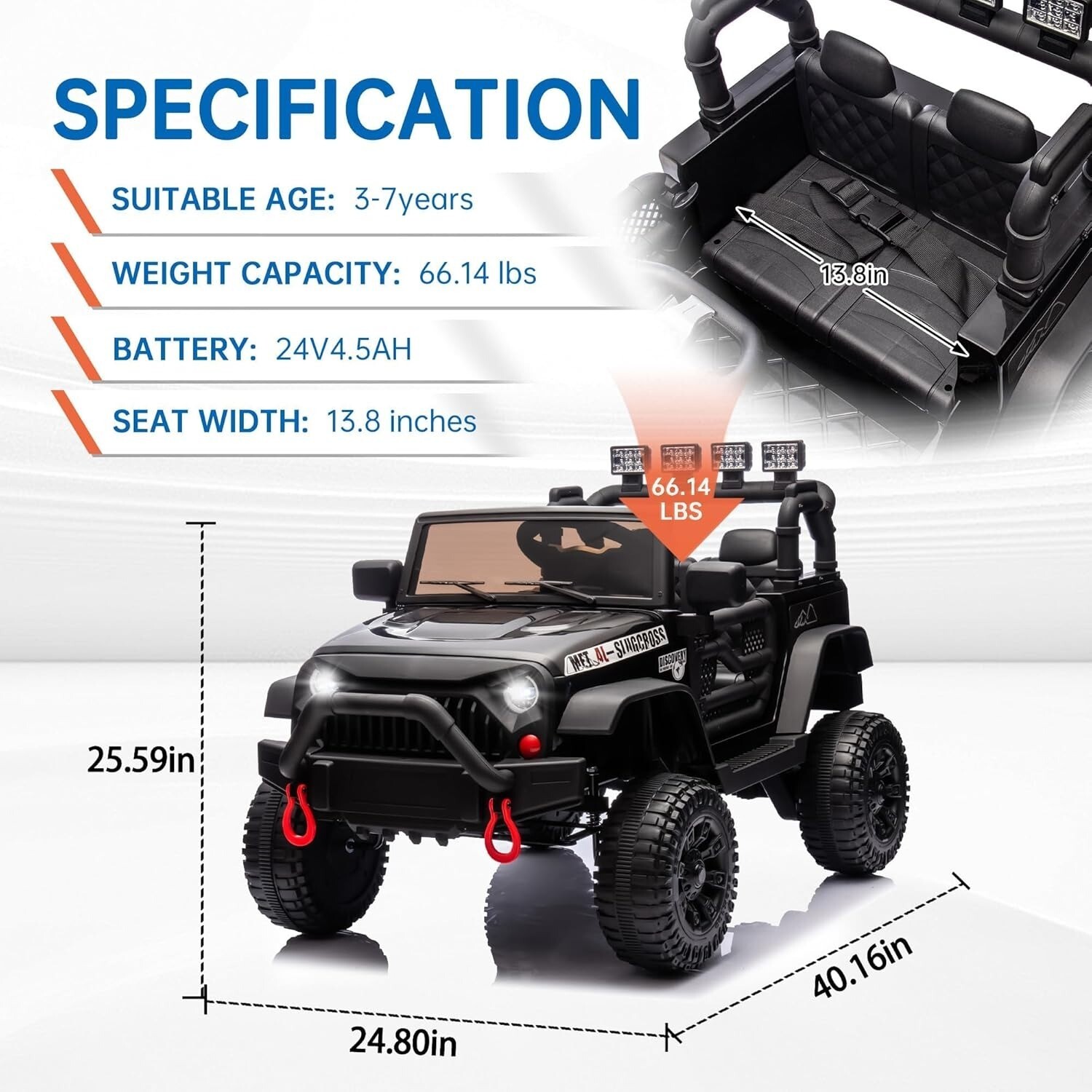 24V Kids Ride on Jeep Four Wheel Suspension 400W Electric Car Toy w/ Remote MP3