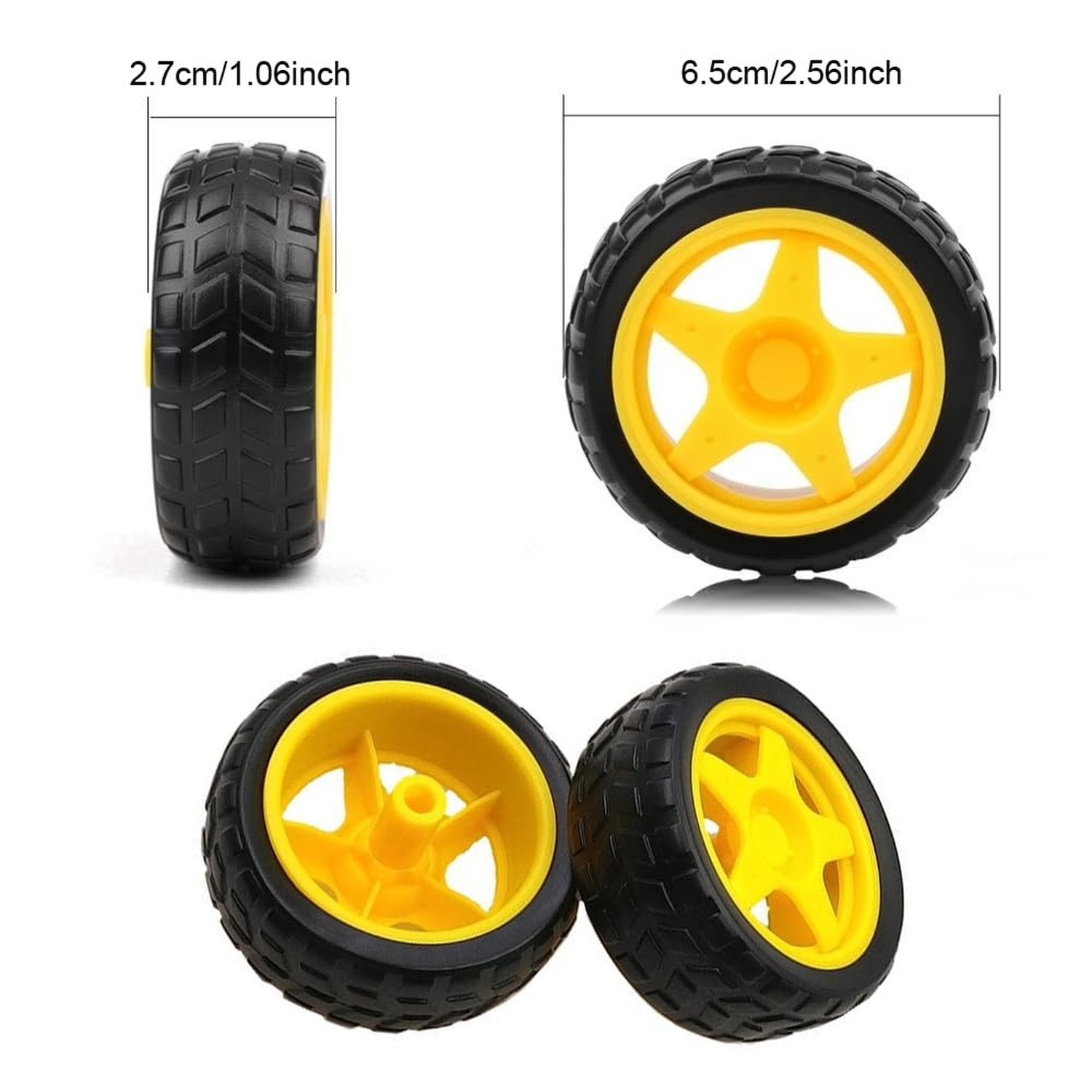8 Pack TT Motor Wheels Replacement Smart Car Robot Wheel Tyres 1:48 Model Gea…