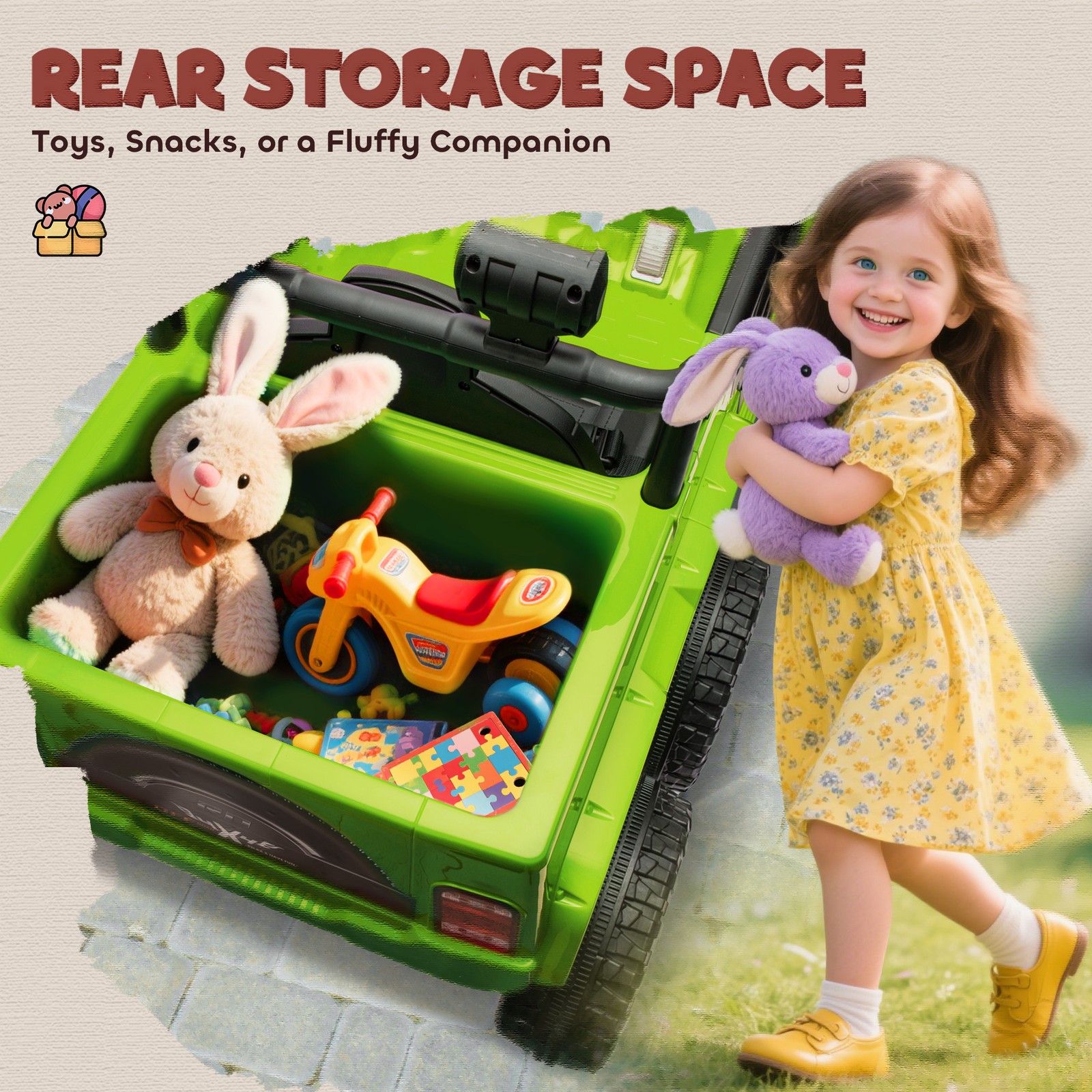 12V Kids Electric Car w/ 2WD/4WD Switchable, Remote Control, Green