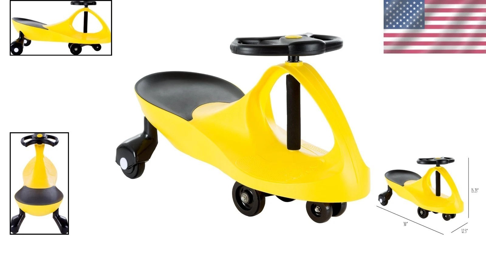 Twist, Wiggle & Go Wiggle Car for Toddlers – Yellow Ride-On Toy, Safe & Durable