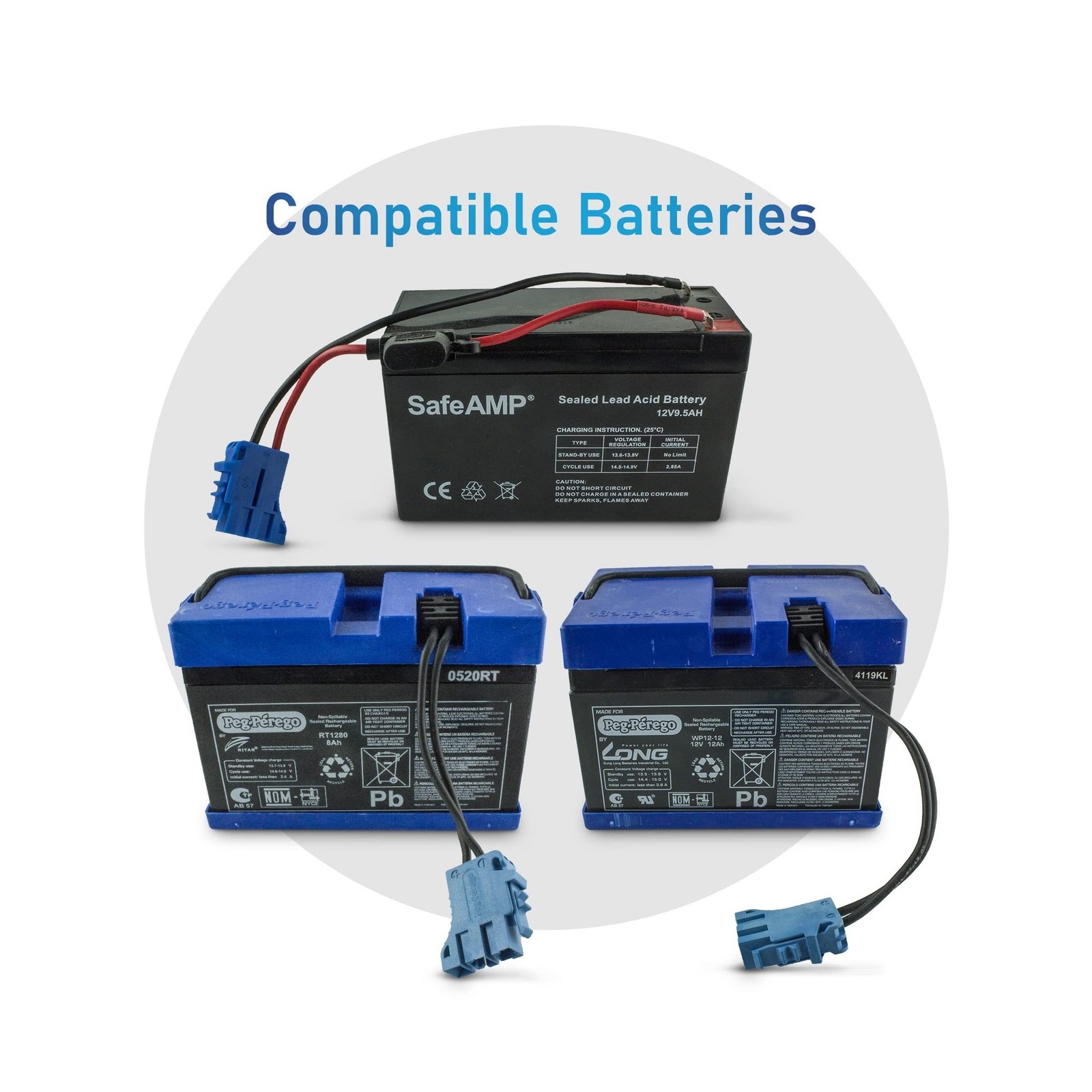 SafeAMP 12 Volt UL Listed Battery Compatible with Peg Perego® 12V B