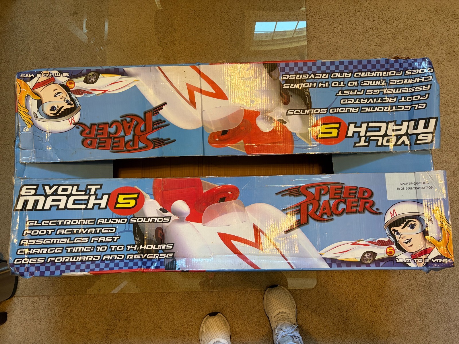 Speed Racer MACH 5, 6 volt WITH BOX electric ride on car new battery 2008 works!