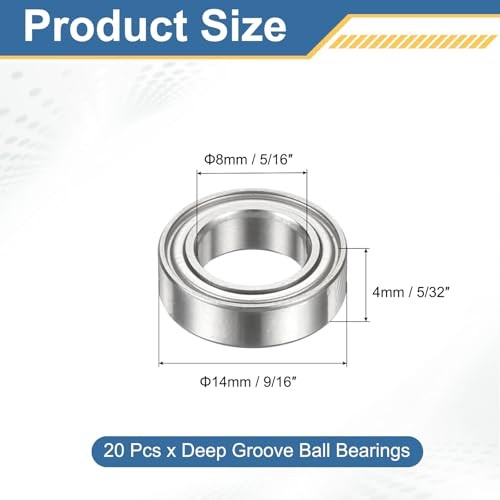Pcs MR148ZZ Deep Groove Ball Bearing Double Metal Shielded 8mm x 14mm x 4mm 20