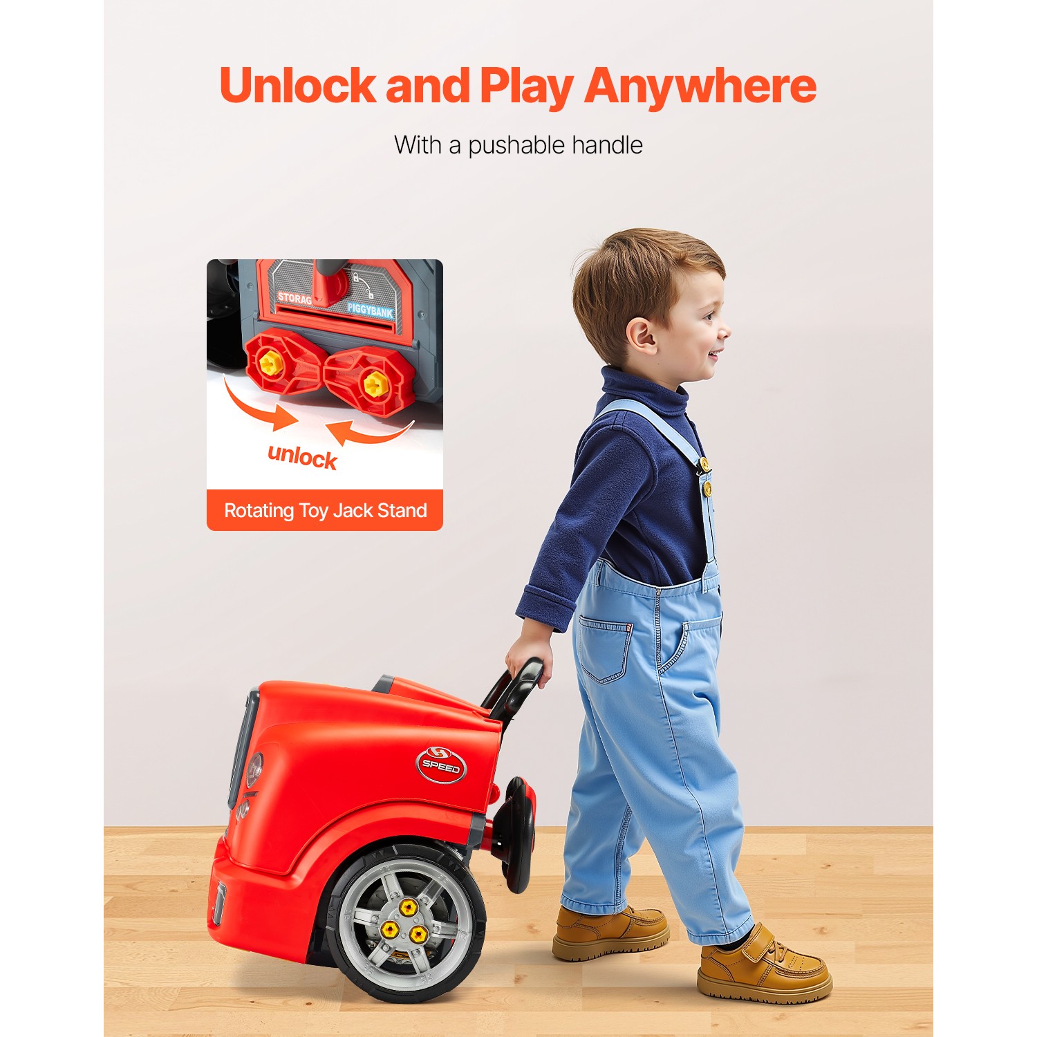 Engine Toy Kids Mechanic Car Repair Set with Removable Parts Red