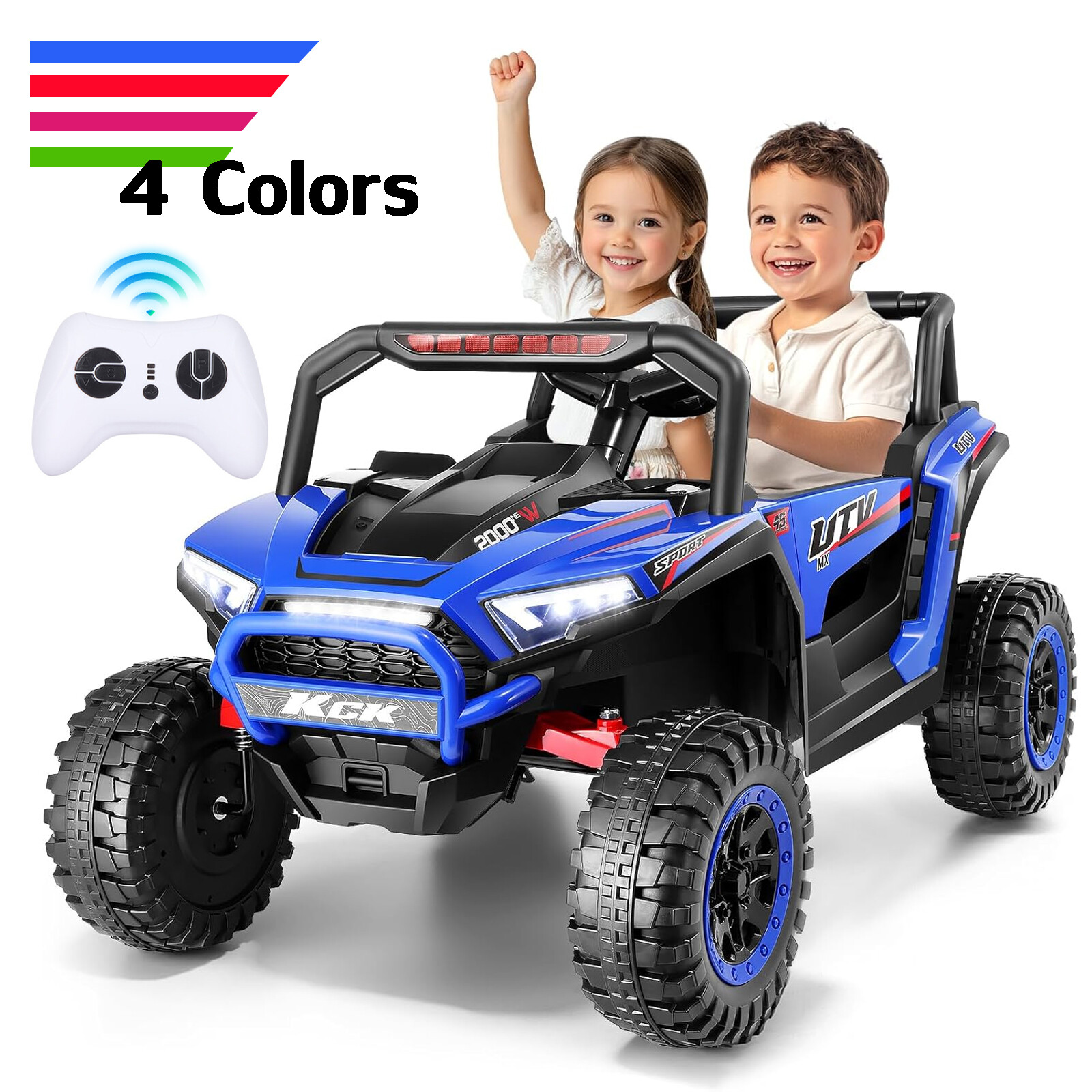 24V Kids Ride on UTV Electric Car Battery Powered 4WD/2WD Switch 2 Seater Music