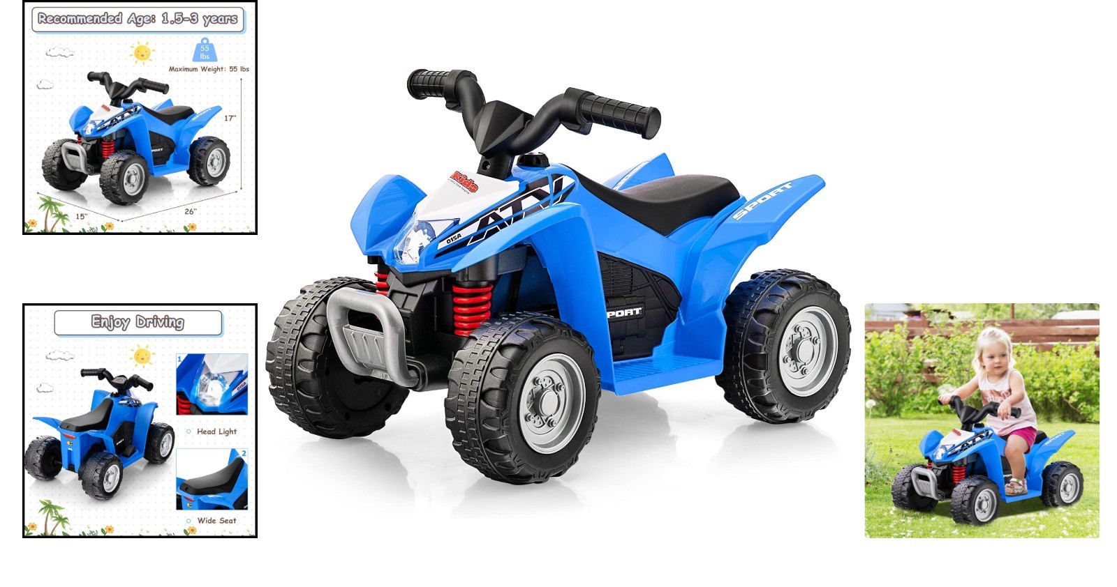 Kids 4-Wheeler Toy ATV with LED Lights – Safe & Exciting Ride On Experience