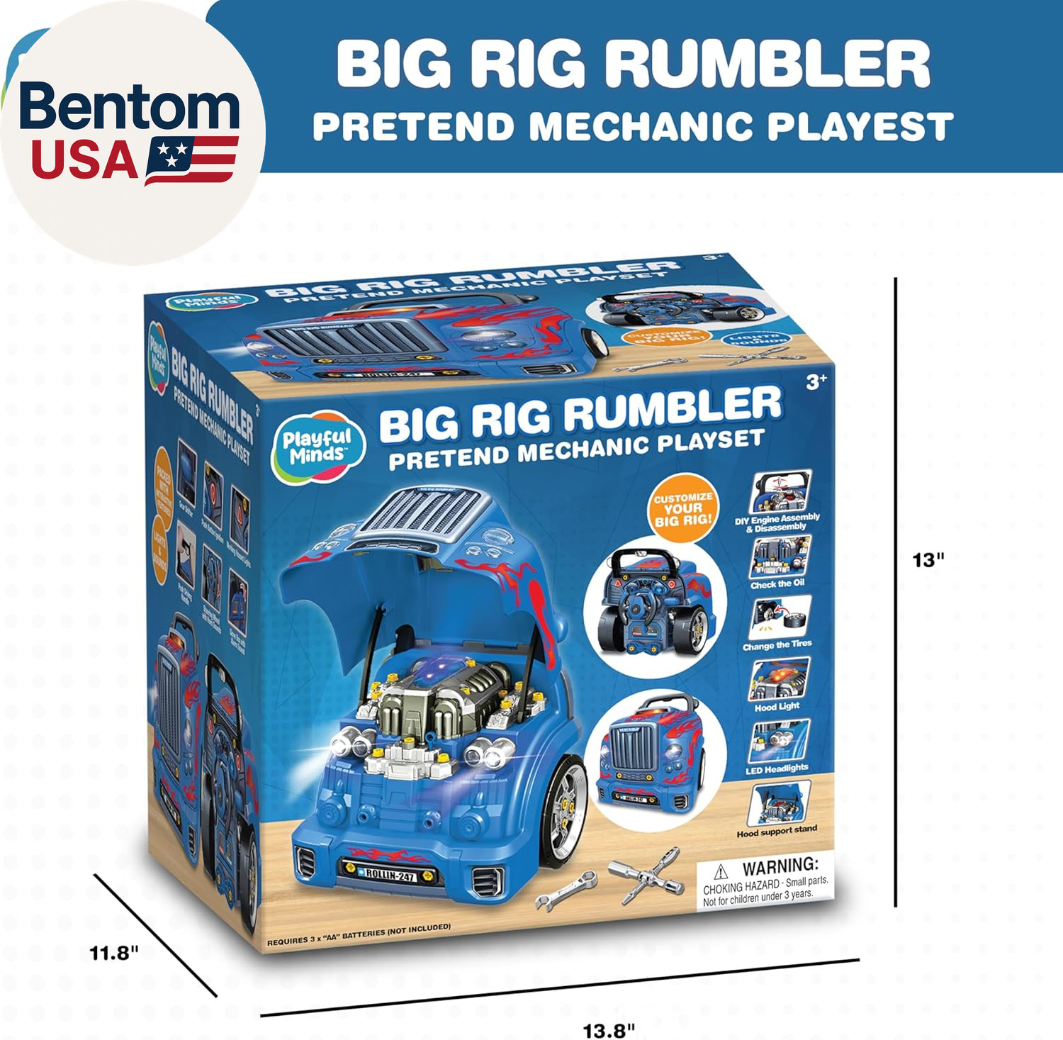 Interactive Large Truck Engine Toy for Kids – Complete Mechanic Repair Kit with