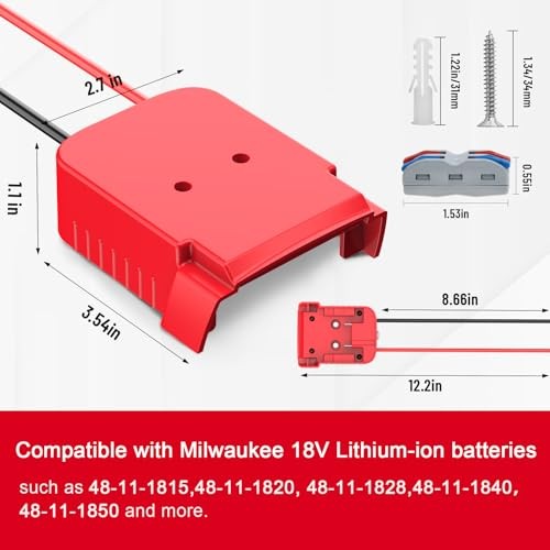 Upgraded Power Wheel Adapter Compatible with Milwaukee 18V Battery – 1-PACK Red