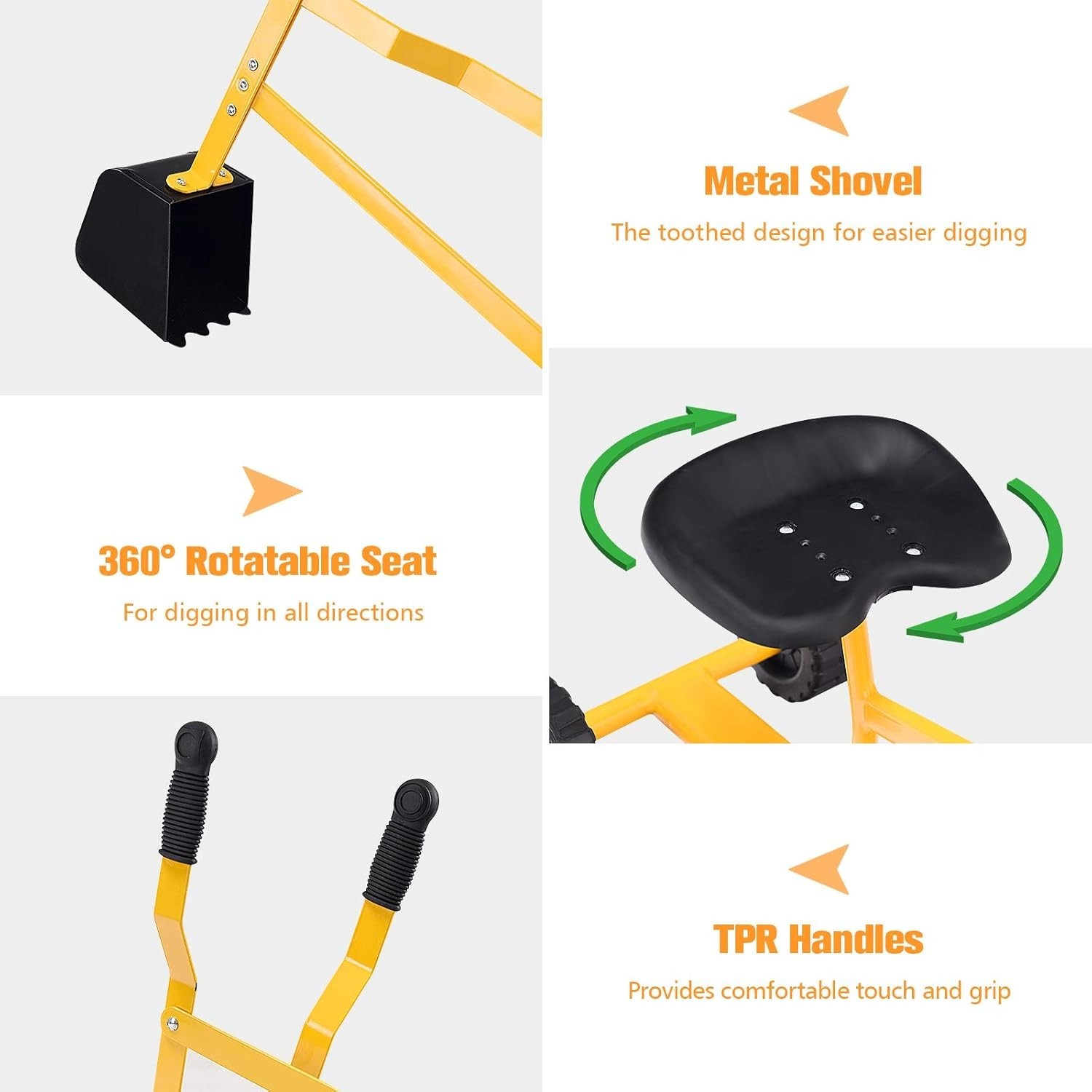 Manual Sand Digger for Kids – 360° Rotating Seat & Weather-Resistant Design