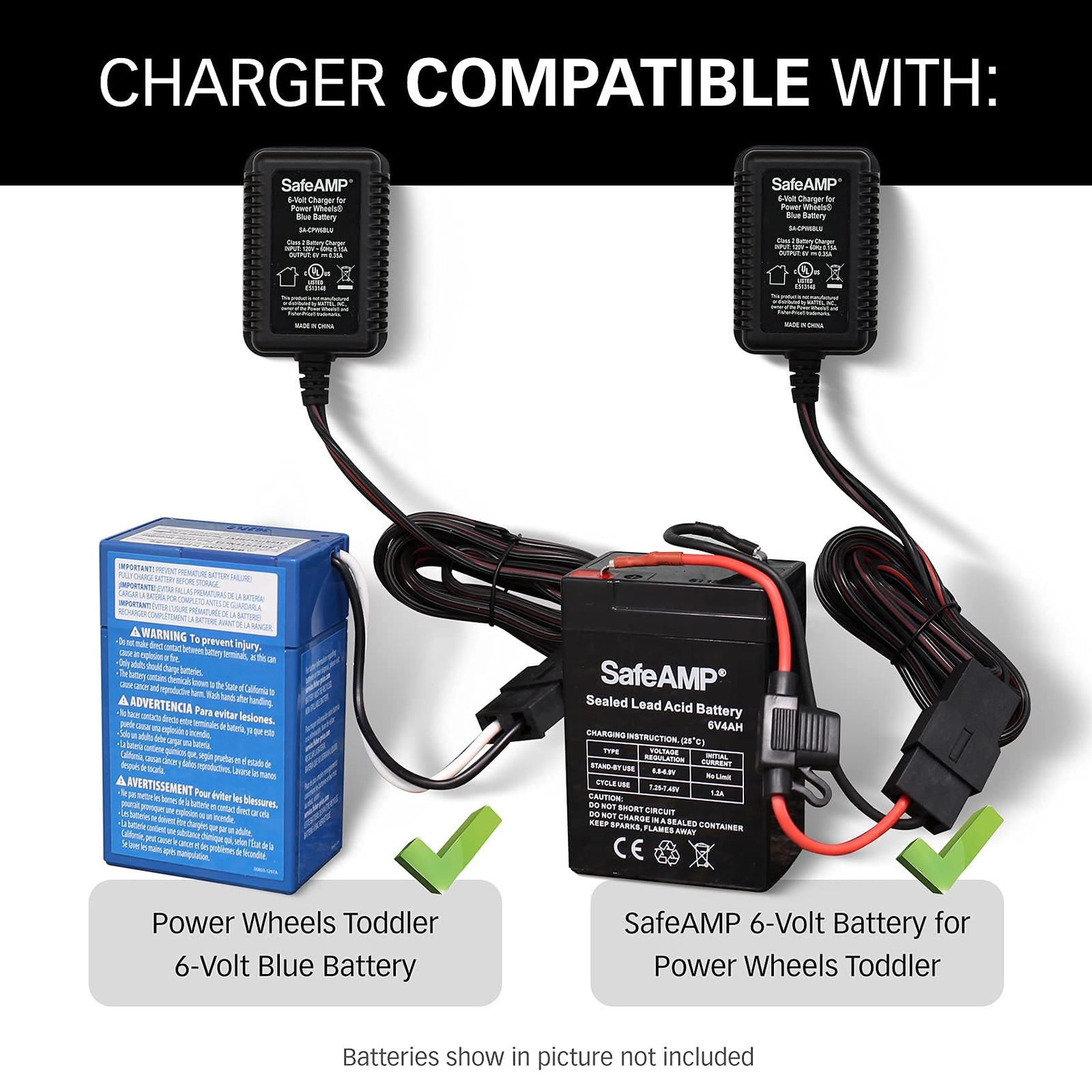 Replacement 6-Volt UL Listed Charger ONLY for Fisher-Price Power Wheels Toddl…