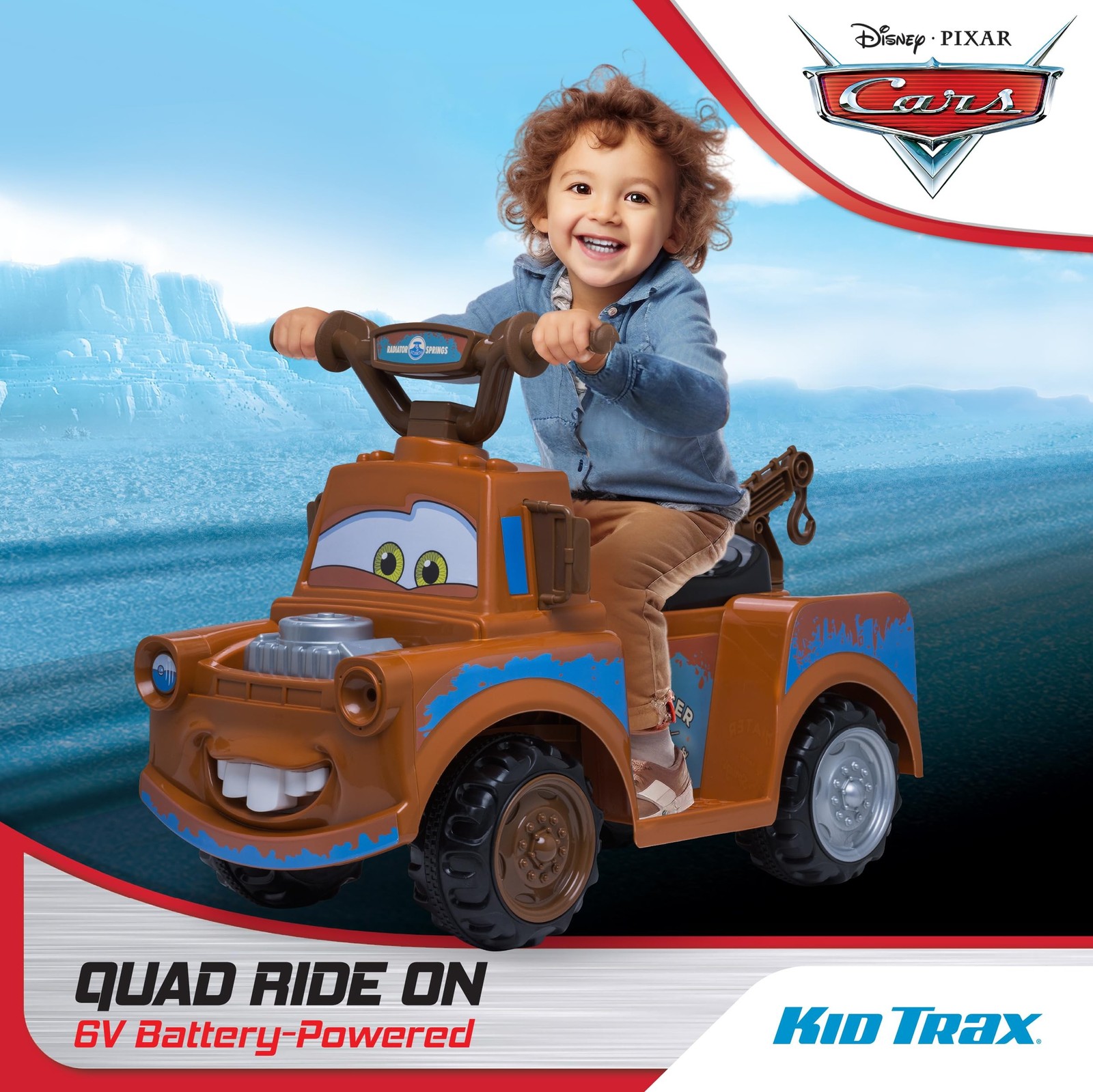 Kid Trax Toddler Disney Cars 3 Tow-Mater Electric Quad Ride-On, Kids 1.5-3 Ye…