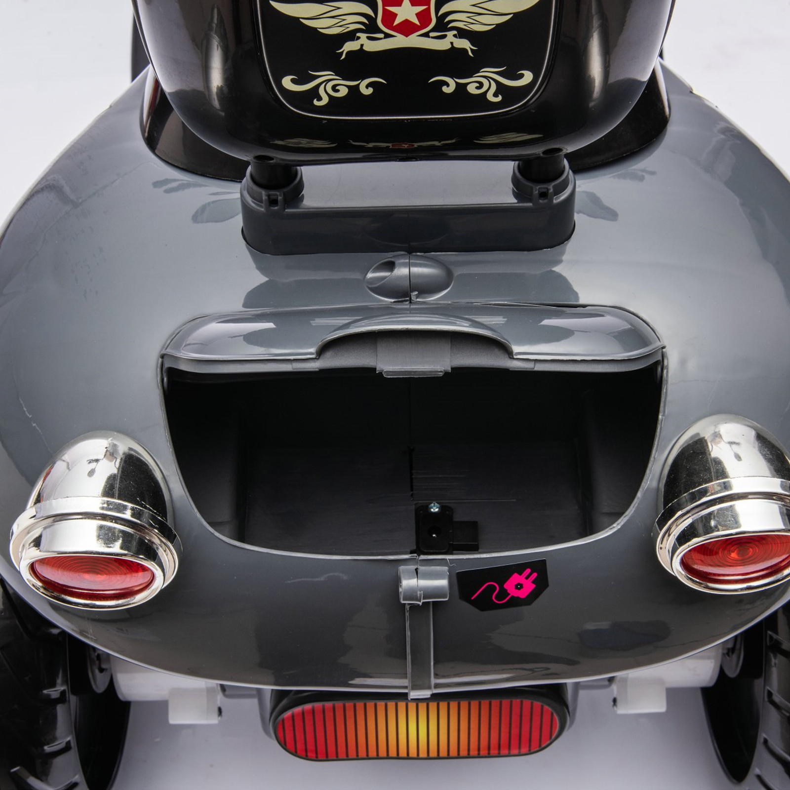 12V Freddo Kids Cruiser Chopper Motorcycle Ride On Toy Car W/ LED Lights Black
