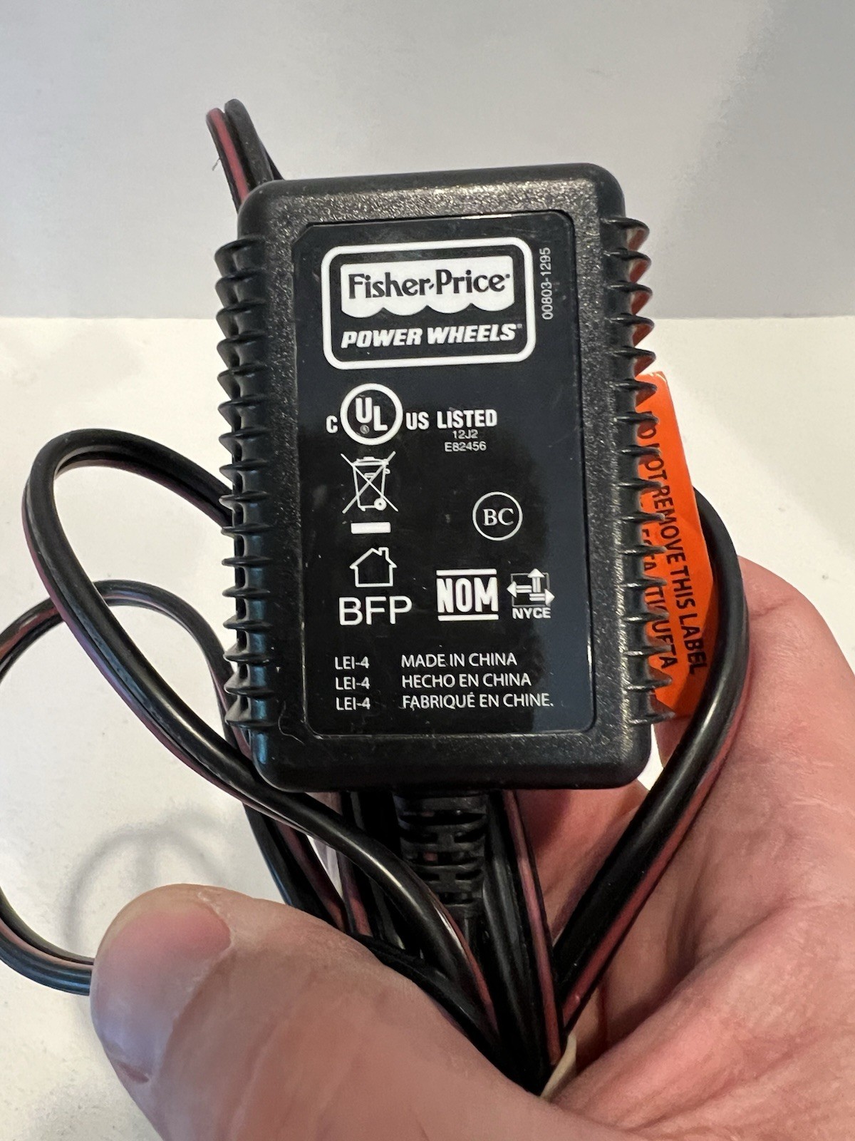 Fisher Price Power Wheels Battery Charger Model 00801-1781 Six 6 Volt Cord Cable