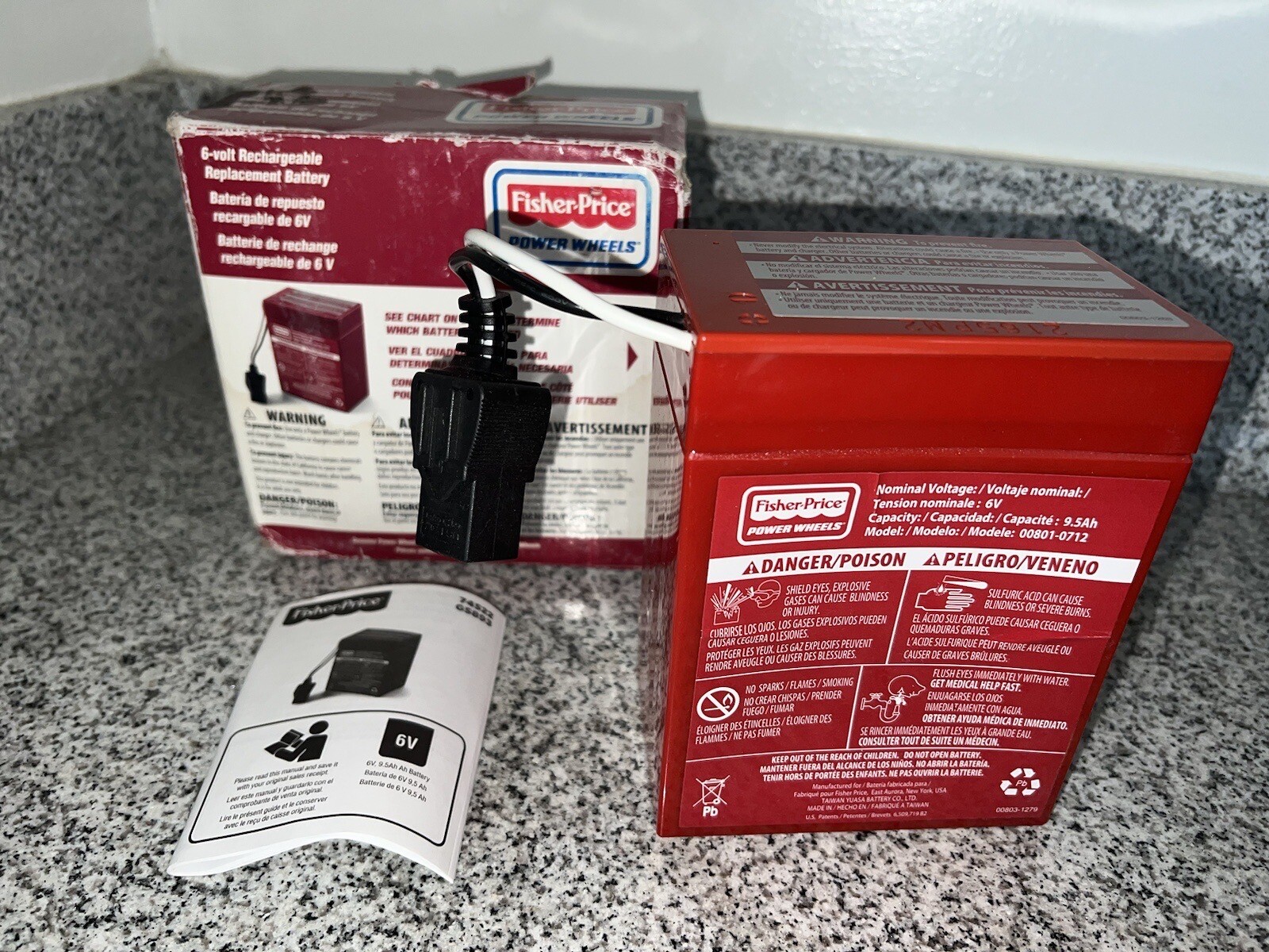 Fisher-Price Power Wheels 6-Volt Rechargeable Red Battery -NEW-