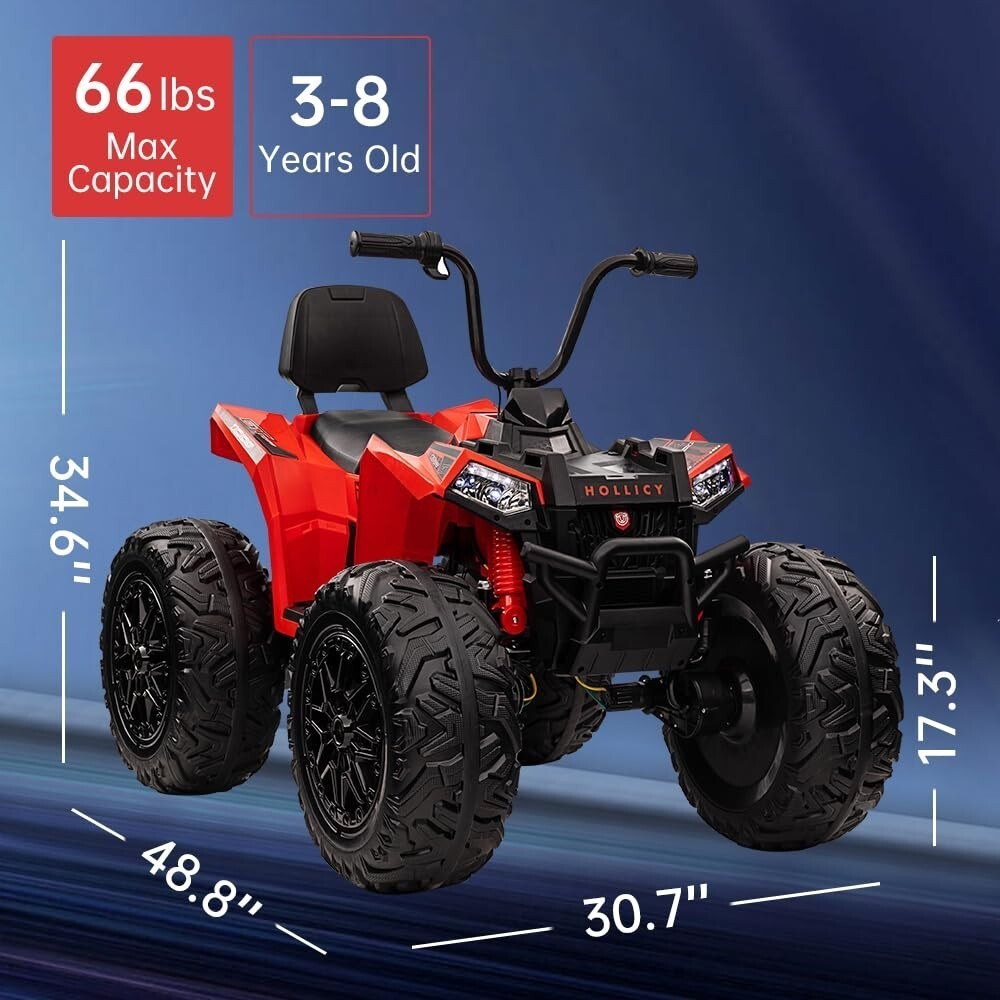 24V Kids ATV 4 Wheeler Quad Car Off-road Ride on Toy 5 mph Max-speed w/ LED Ligh
