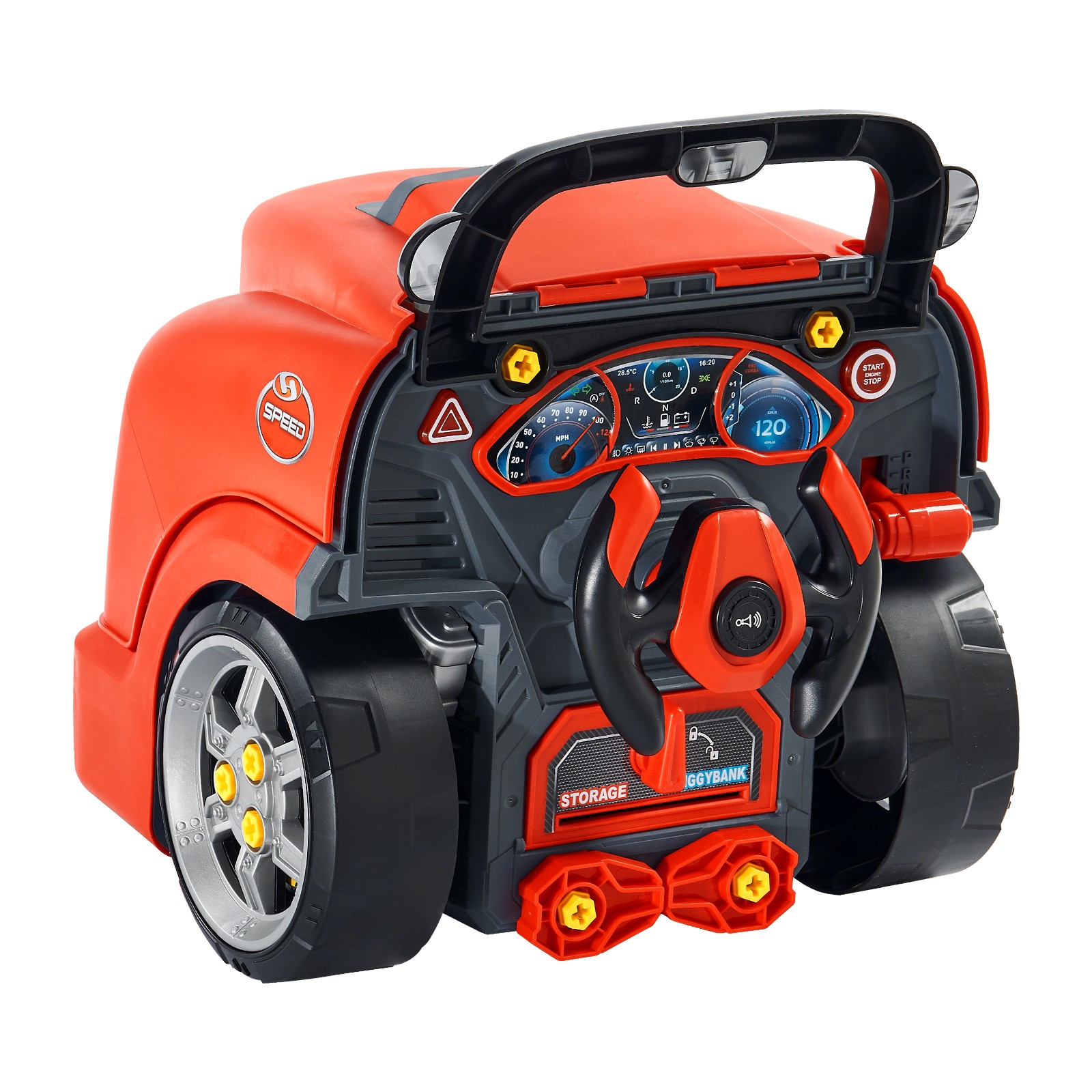 Engine Toy Kids Mechanic Car Repair Set with Removable Parts Red