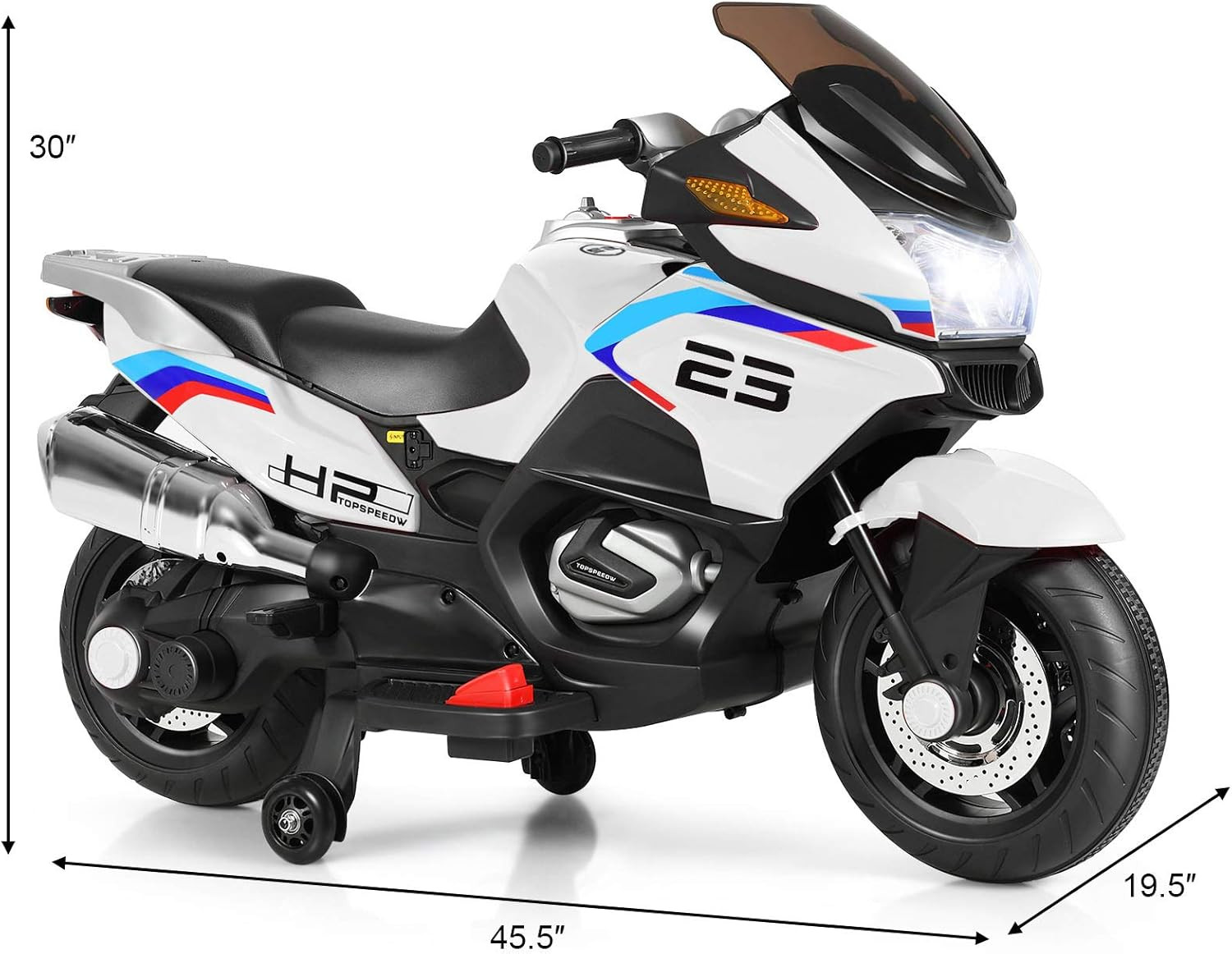 12V Kids Motorcycle, Battery Powered Electric Vehicle for Kids, Training Wheels,