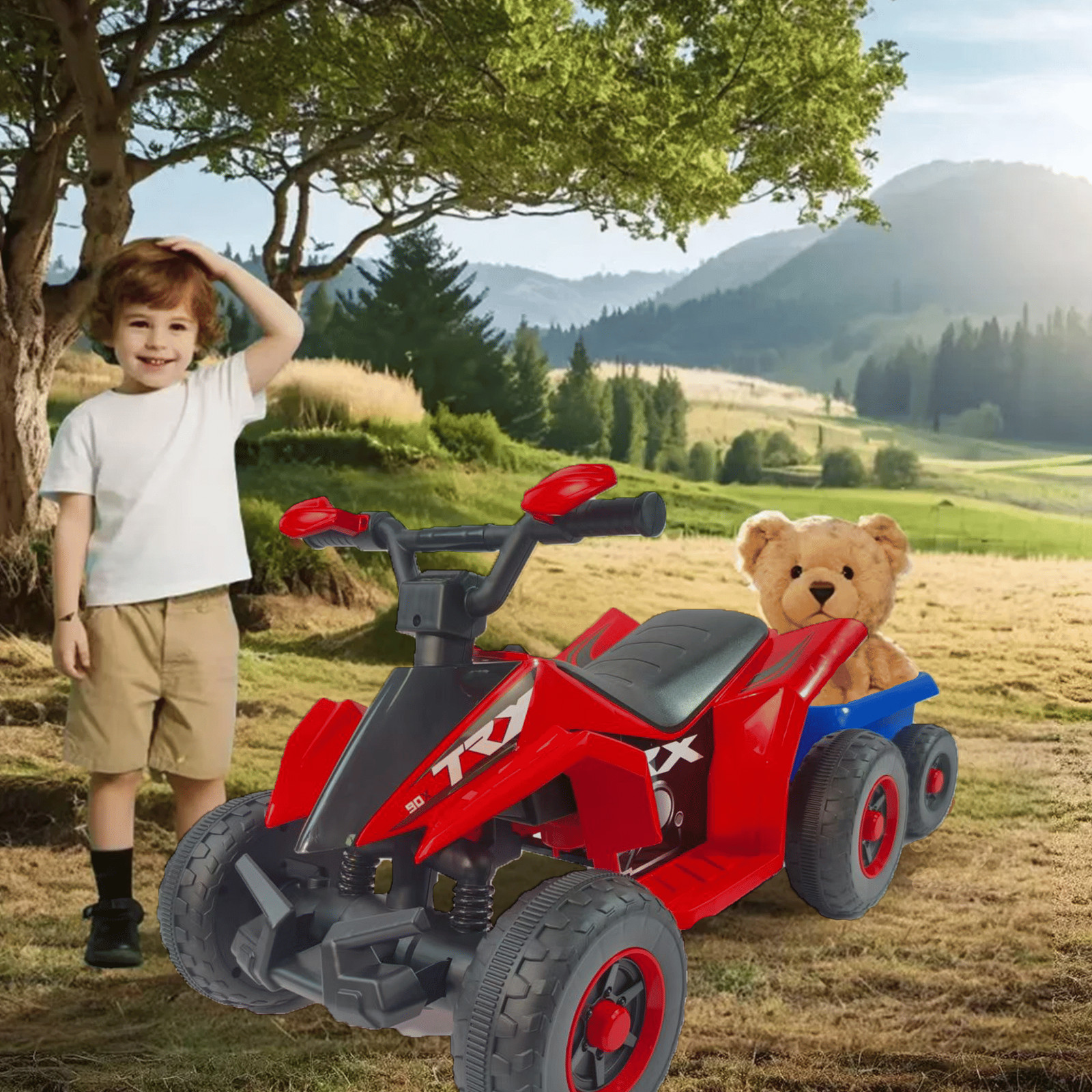 Electric Ride on ATV 4 Wheeler Battery Powered Quad Car Toy for Kids Toddler 3-6