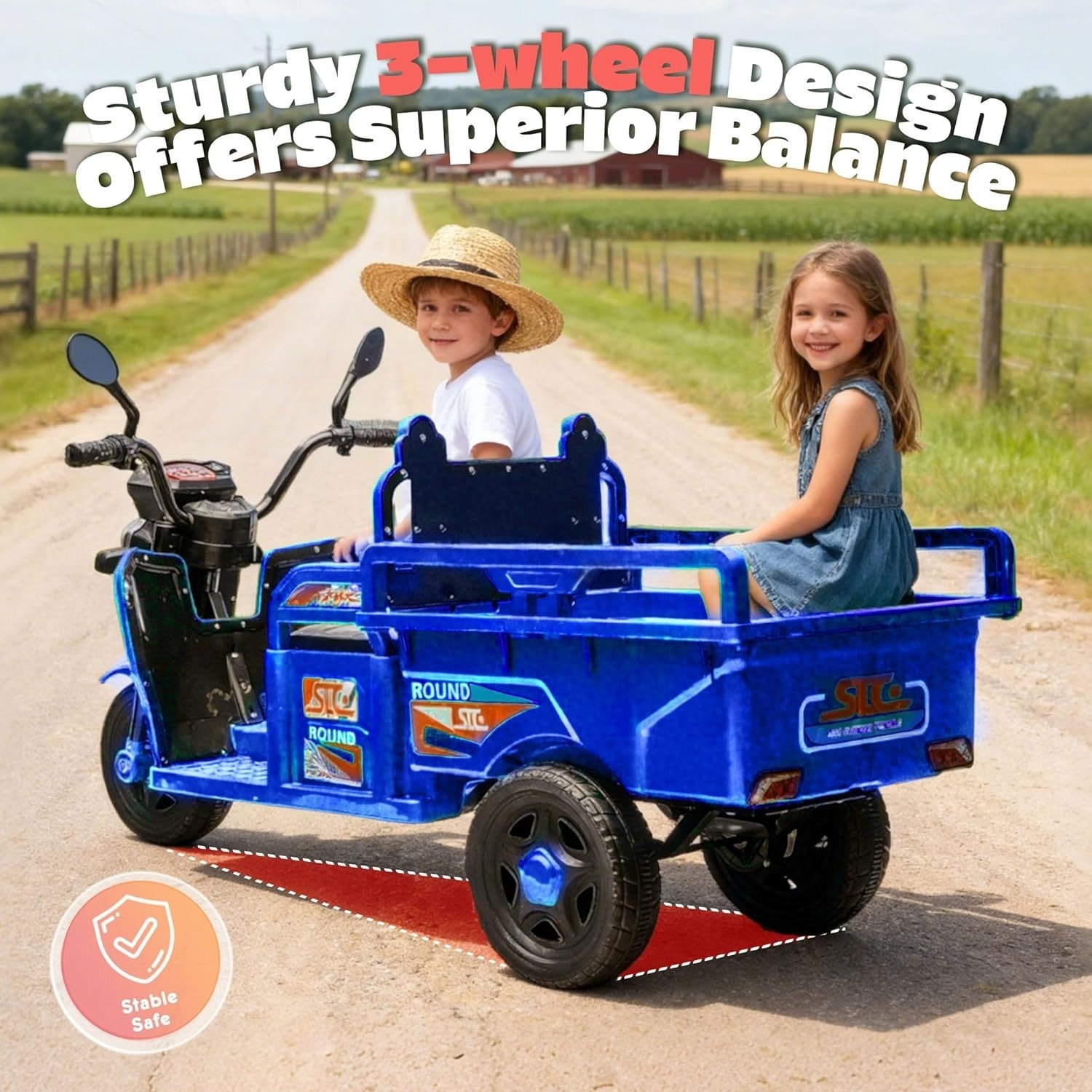 12V Kids Ride on Tractor with Cargo Bed Electric Dump Truck with LED Light Music