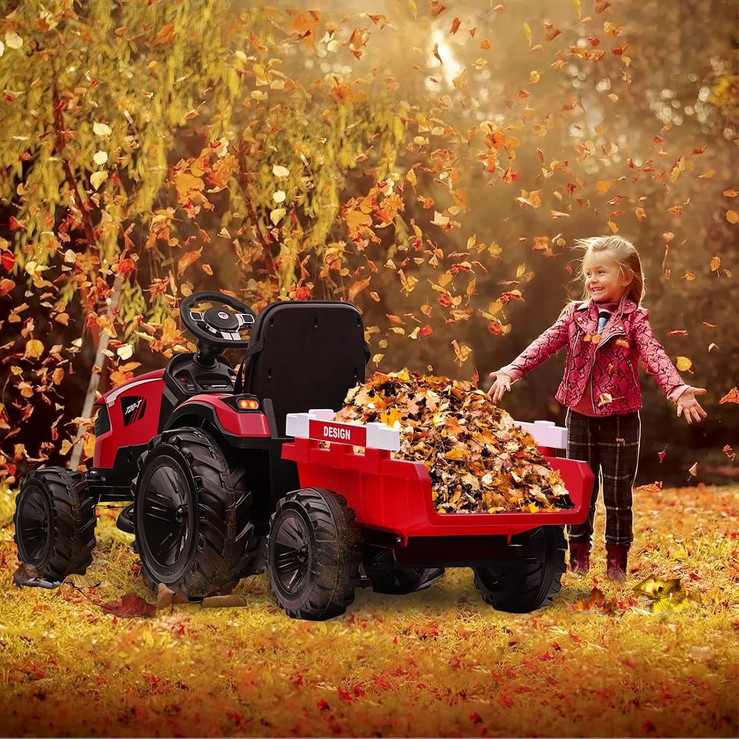 3 in 1 Kid 24V Ride On Tractor Electric Vehicle w/ Trailer Digger Remote Control