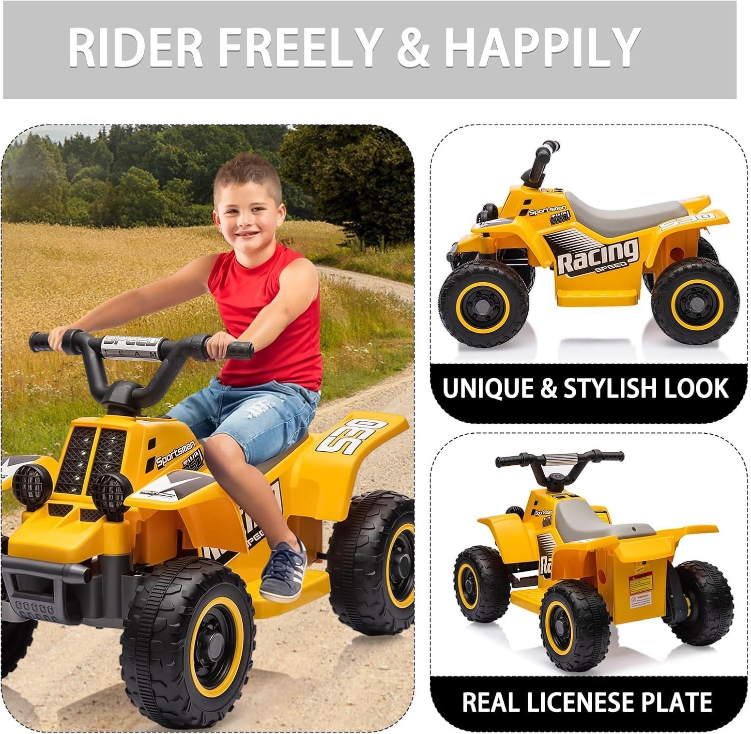6V Kids Electric ATV Ride on Car Toy Ages 3-6Battery Powered Quad 4MPH Max Speed
