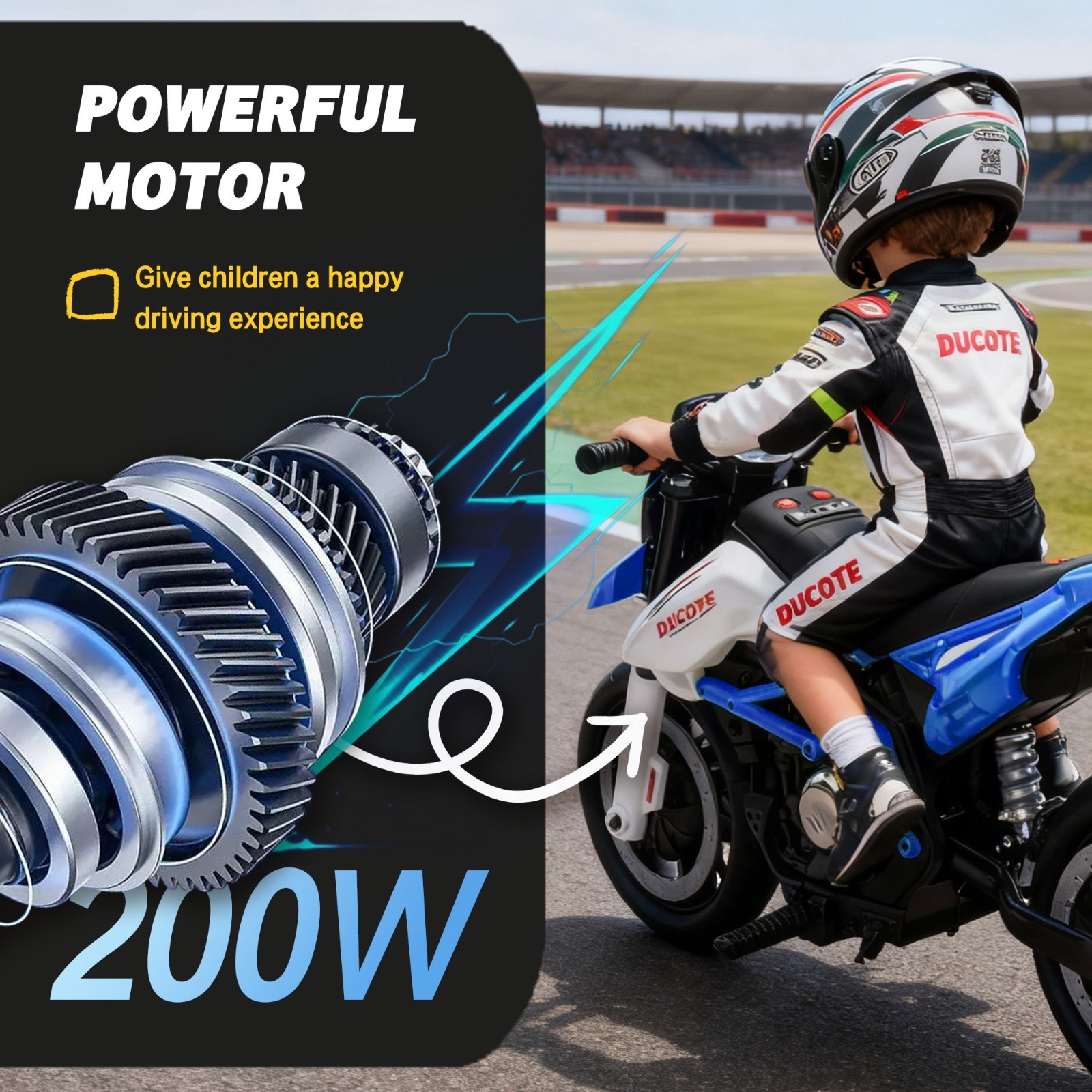 24V Kids Electric Motorcycle Ride On Toys Electric Bike for age 6+, Blue