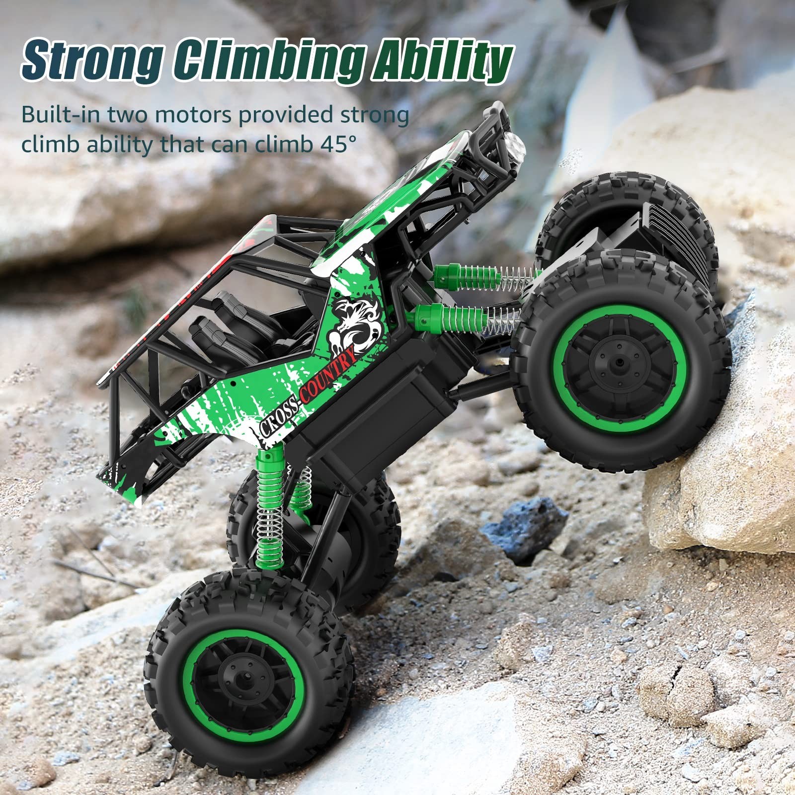 DOUBLE E 1:14 Scale Large Remote Control Car Monster Trucks with Head Lights,…