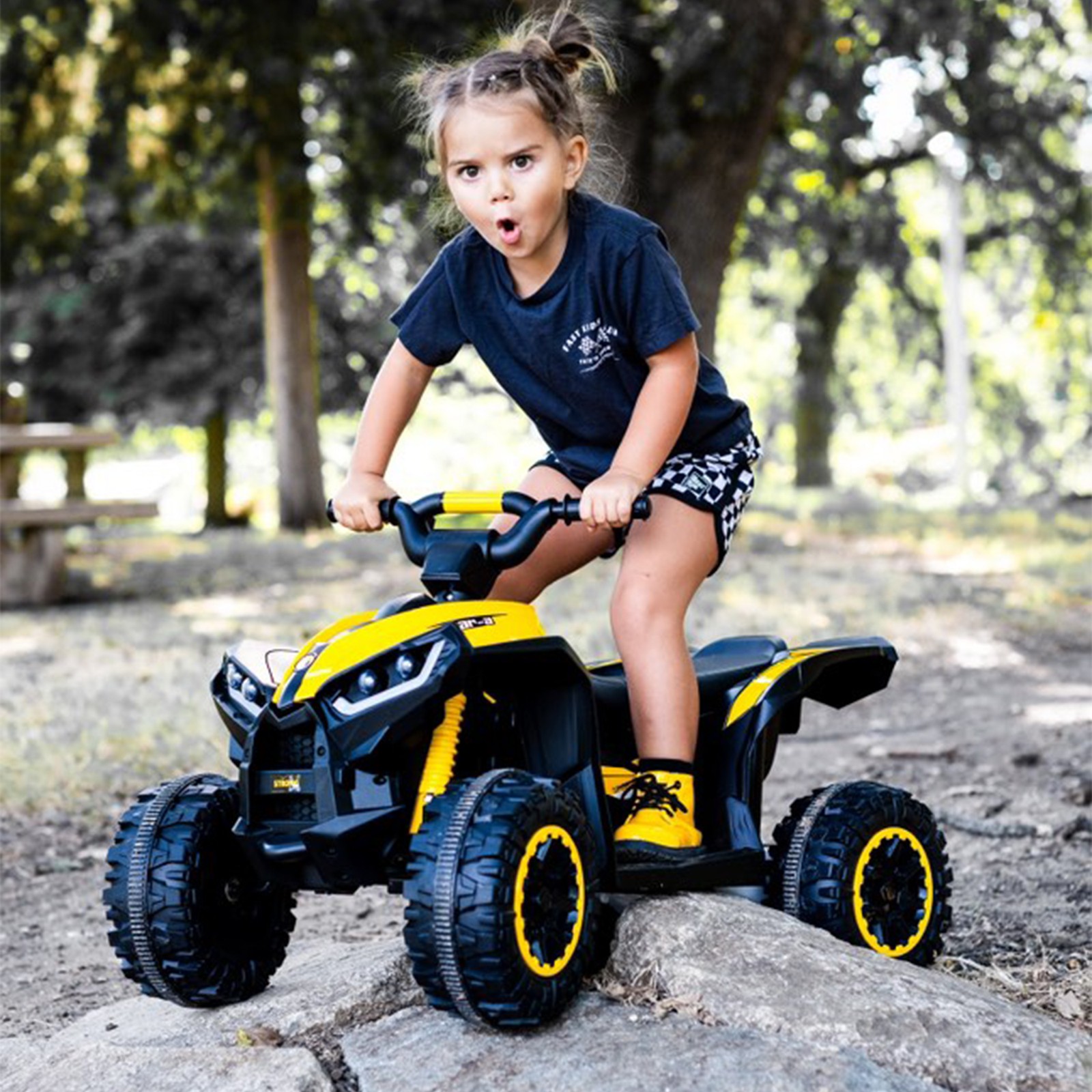 4 Wheeler for Kids, Electric ATV, with Music for 3-5 Years Old, Yellow