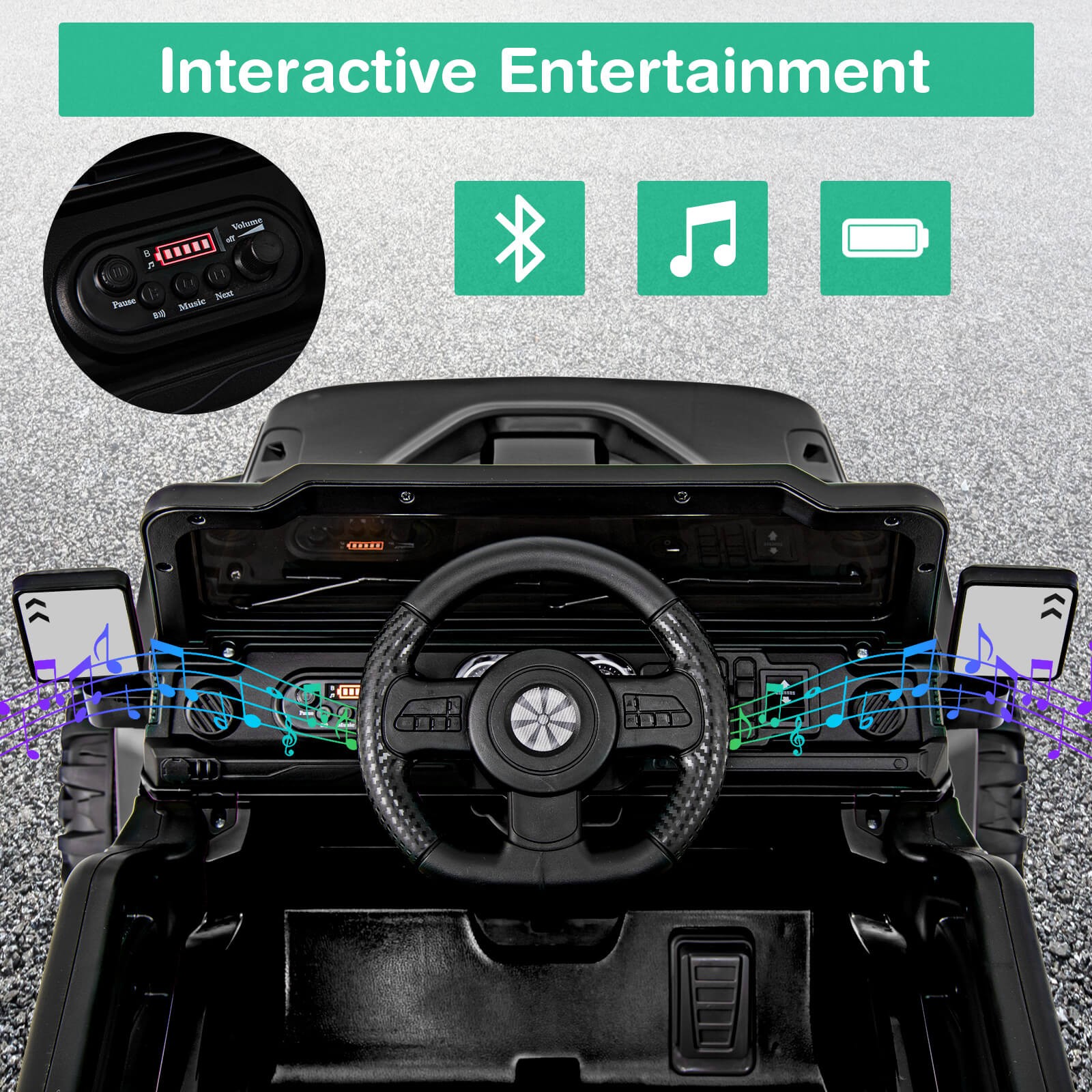 12V Kids Ride on Truck Car w/Remote Control, Threaded Wheels 3 Speeds LED Lights