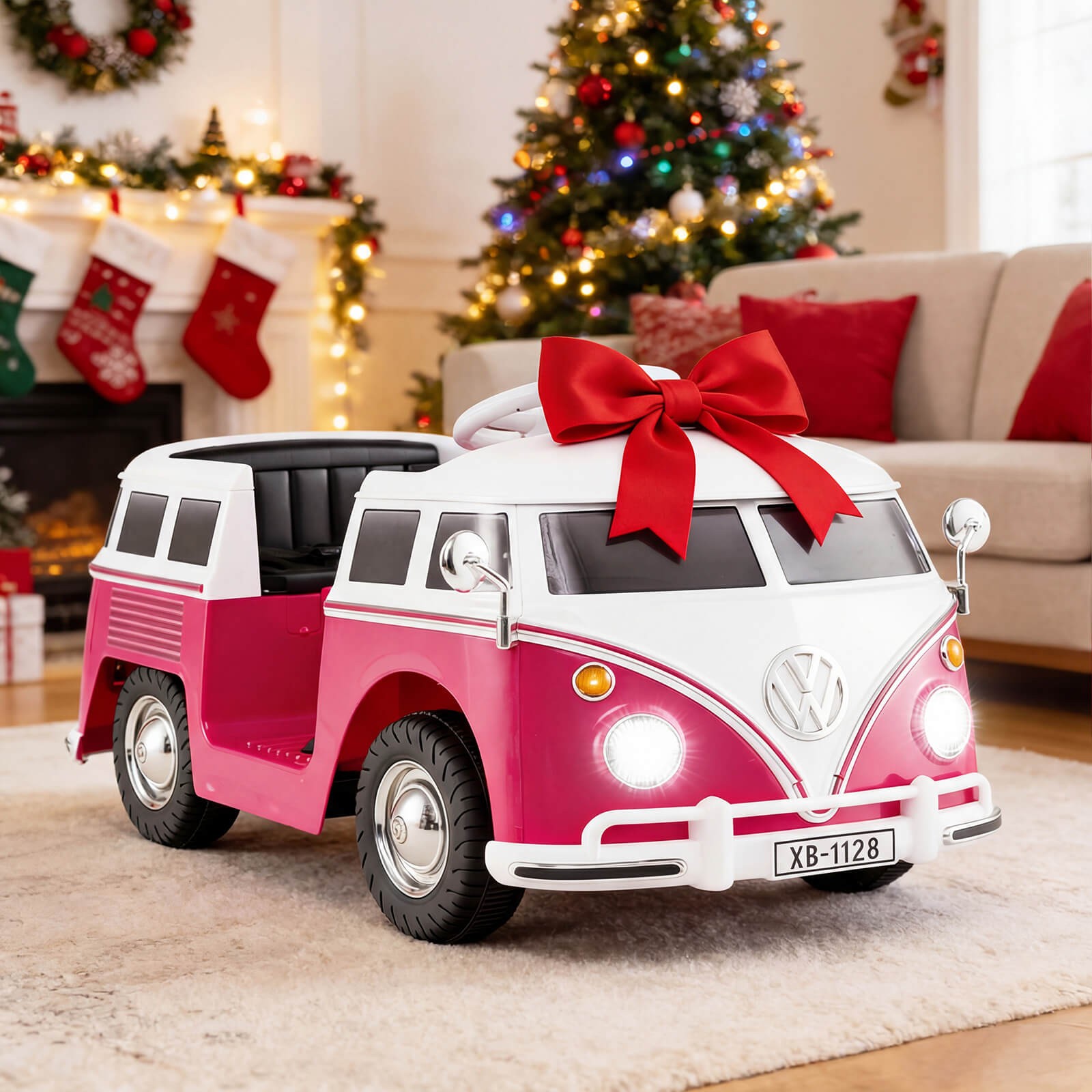 Licensed Volkswagen Ride-on Bus with Cup Holder, LED Headlights, Music & Horn