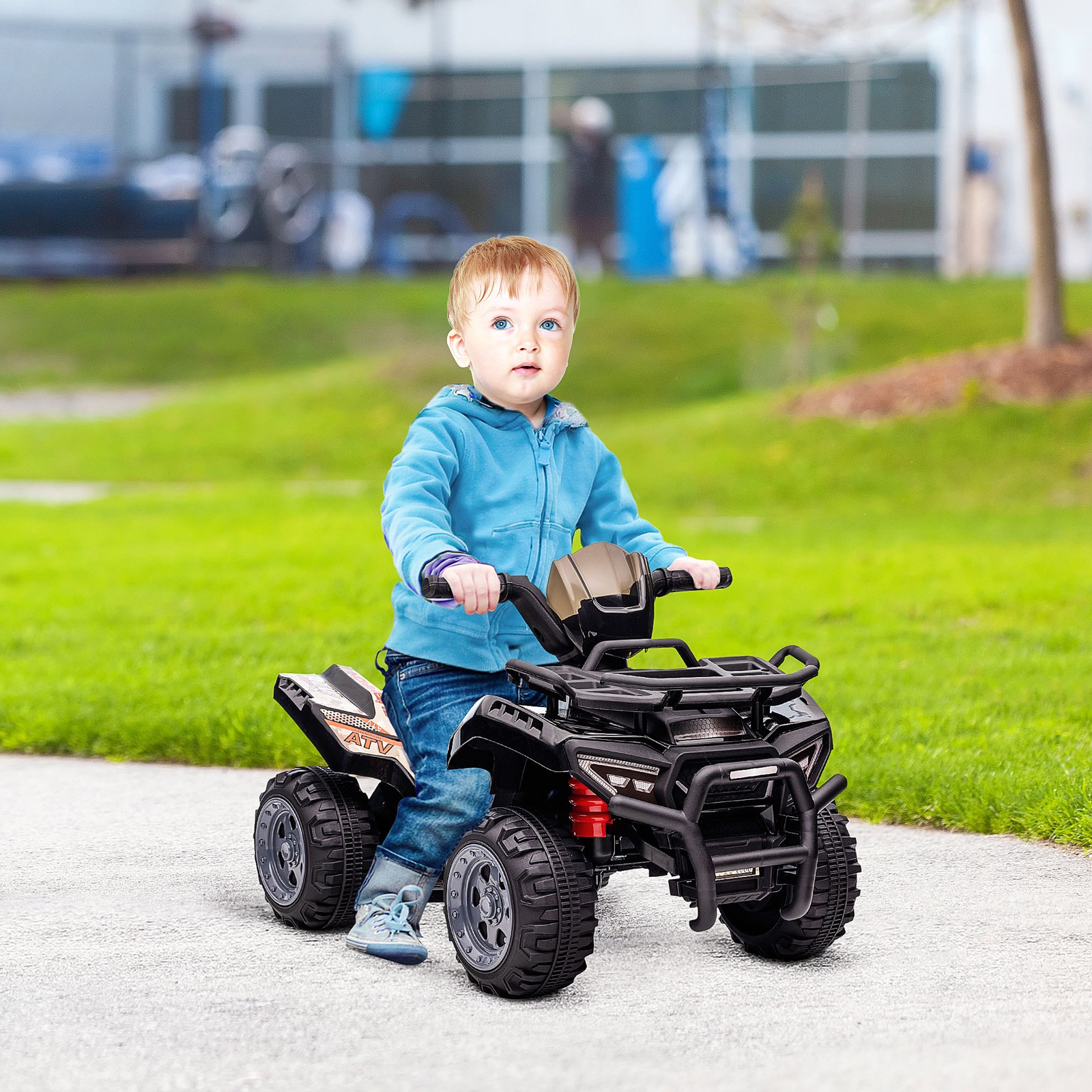 Kids 6V Battery Powered Ride On Car Quad Four Wheeler ATV Toy with Music Black