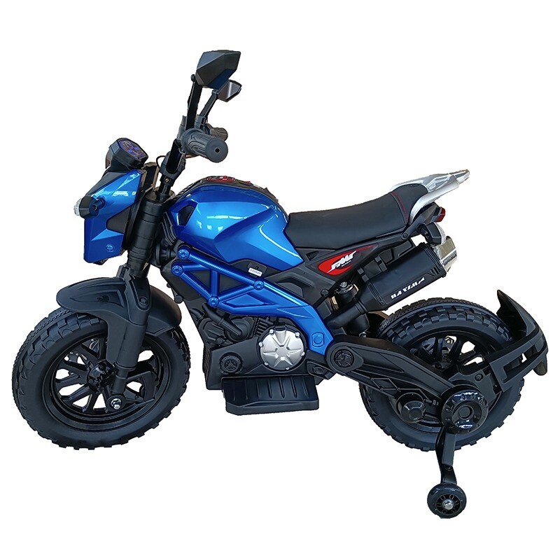 12V Kid Motorcycle Ride On Toy w/ Training Wheel 1.8~3.2mph for kid 3-6 Blue