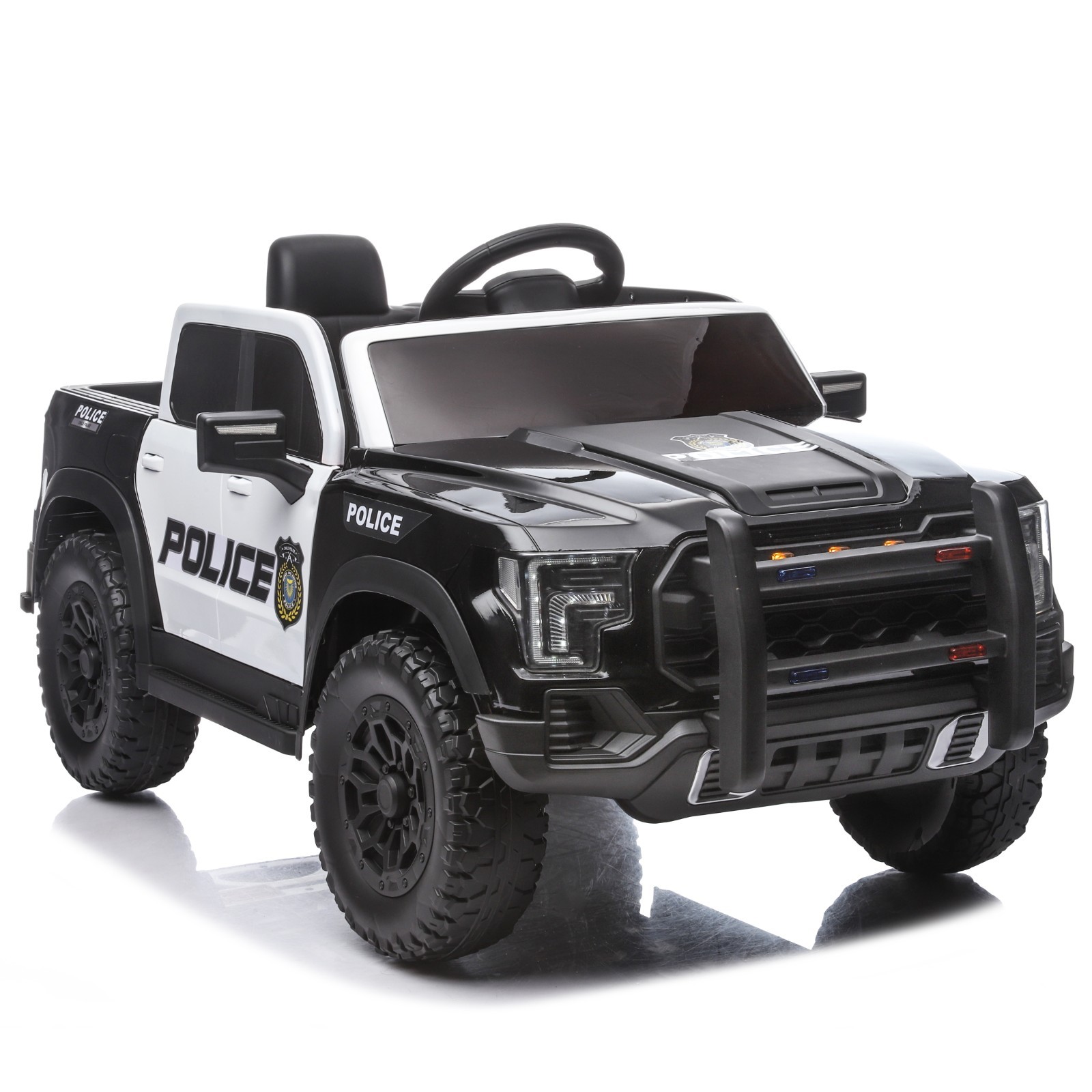 Kids Ride On Police Car 12V Dual Motors Remote Control Music Lights
