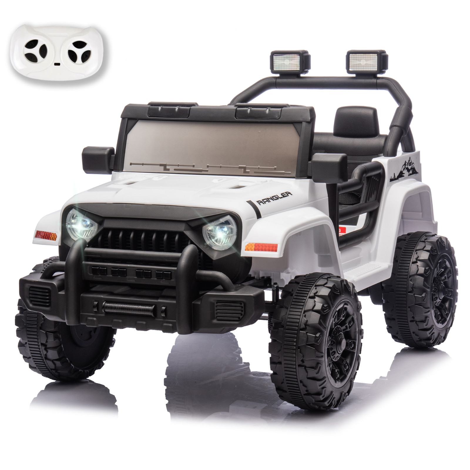 12V Ride On Toys UTV Electric Car for Kids w/Remote, LED,Battery Powered,White