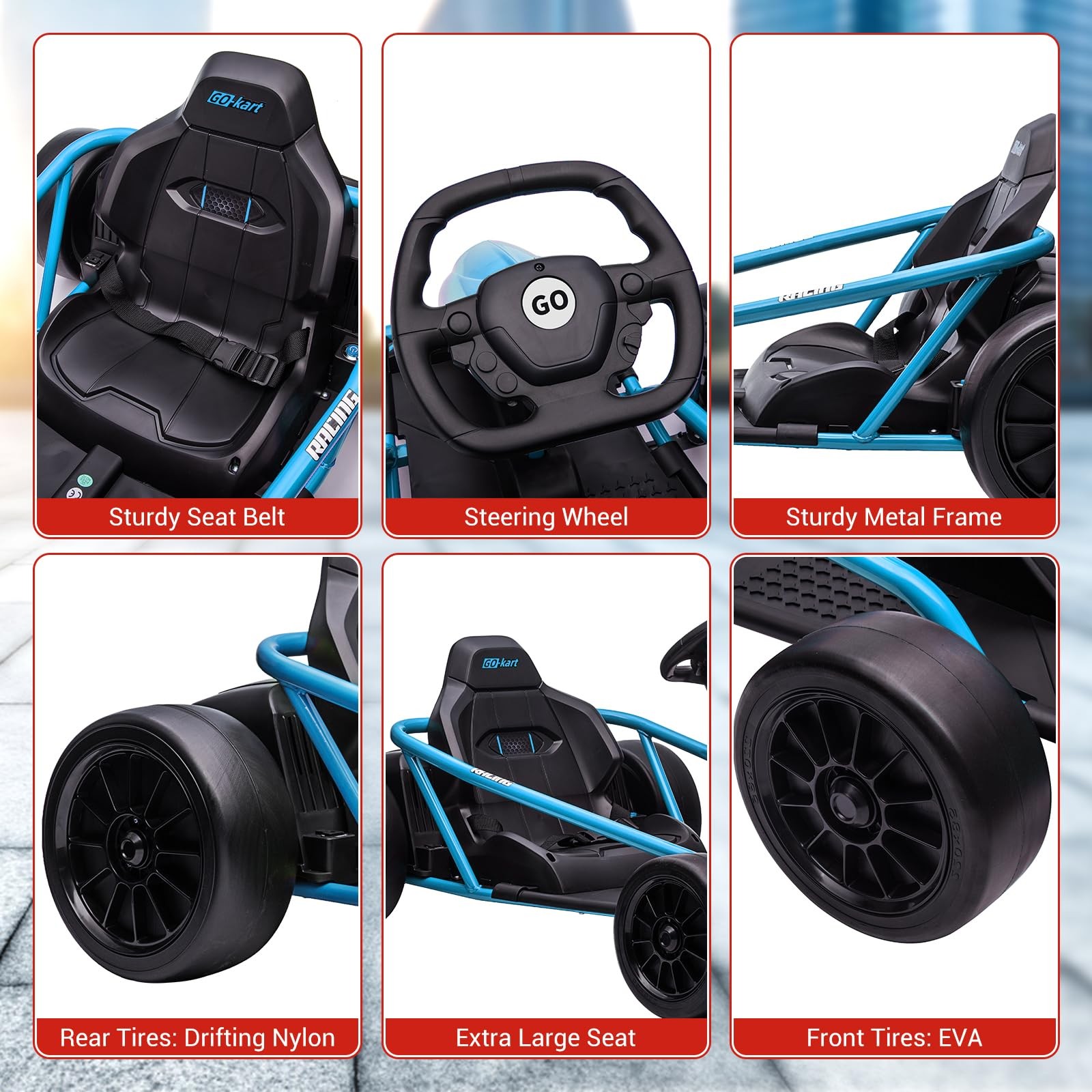🔥🔥24V Go Kart 300W*2 Extra Powerful Motors 9Ah Large Battery for Kids 8-12 Yea