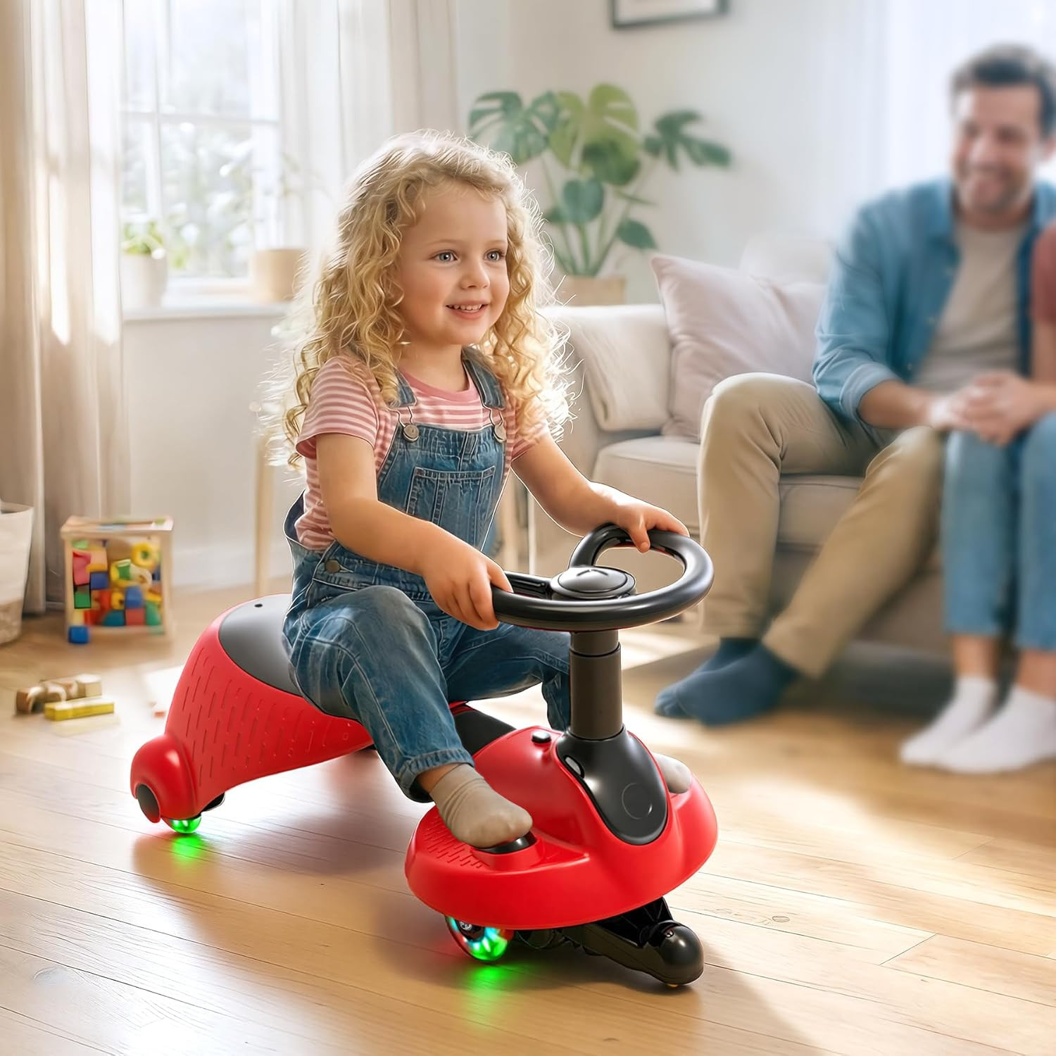Electric Wiggle Car for Kids,6V Wiggle Car with LED Flashing Wheels & Music Spea