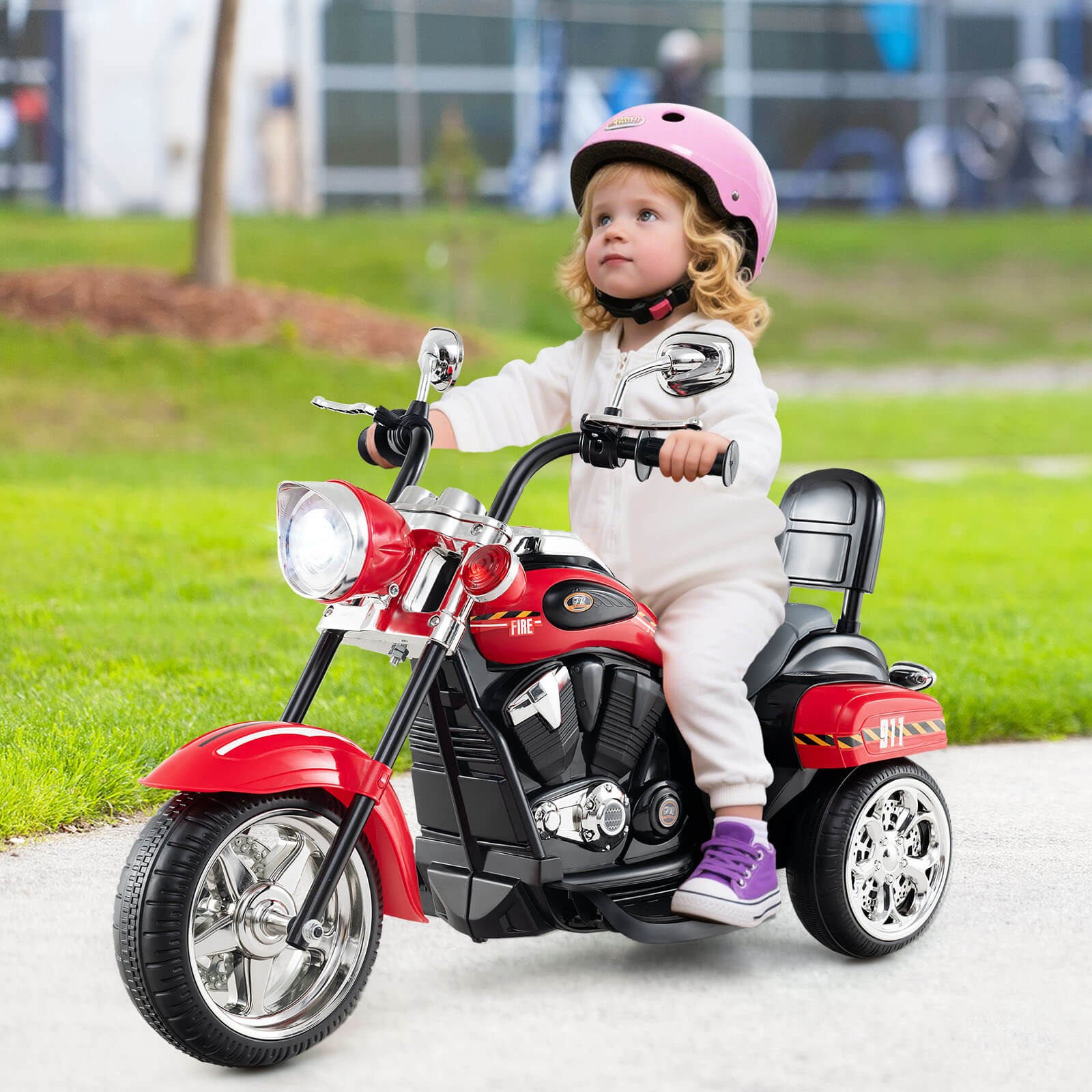 6V Kids Ride On Chopper Motorcycle 3 Wheel Trike w/ Headlight and Horn