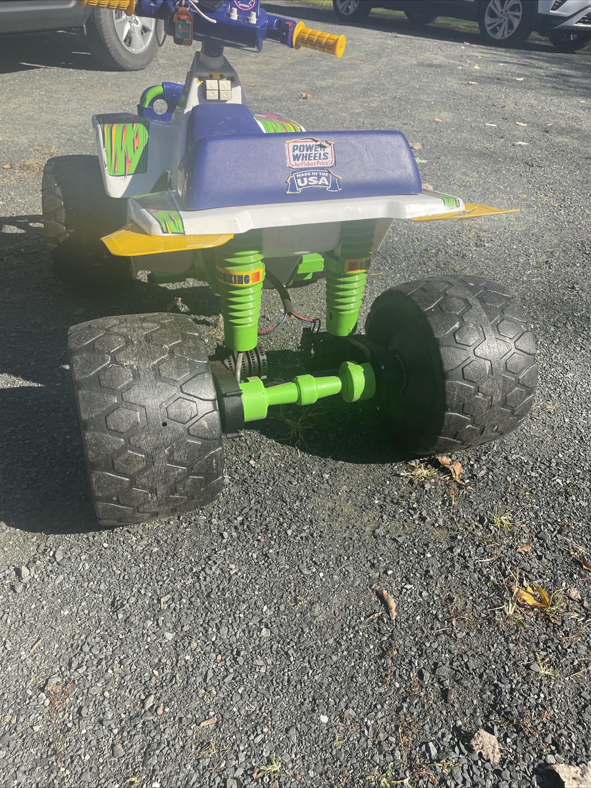 Vtg 90s Kawasaki Ninja XCR Power Wheels Ride-On Quad Neon Kids Rare Car Retro