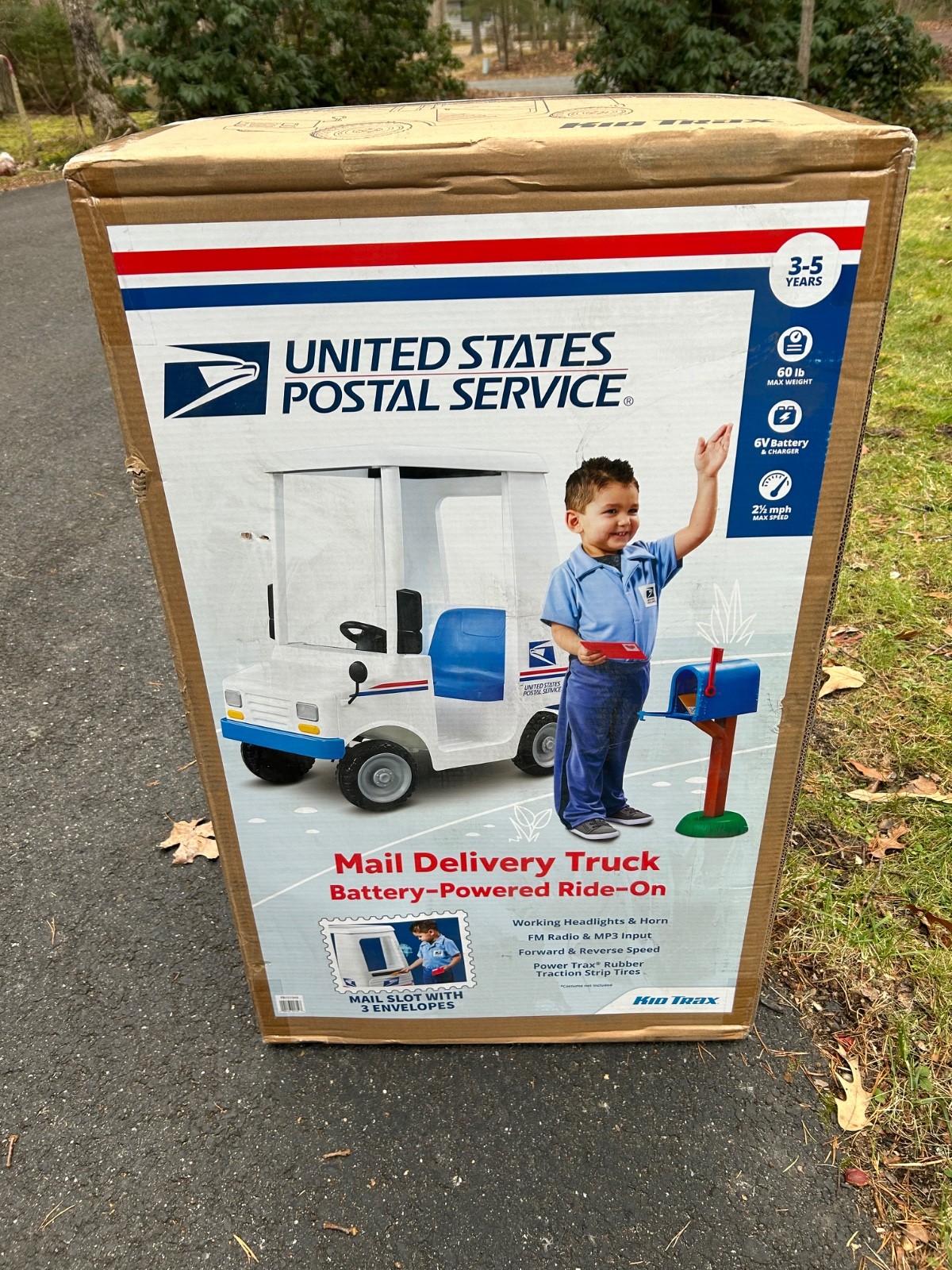 Kid Trax 6V USPS Mail Truck Ride-On Toy Includes Mailbox, Play Envelopes & MORE