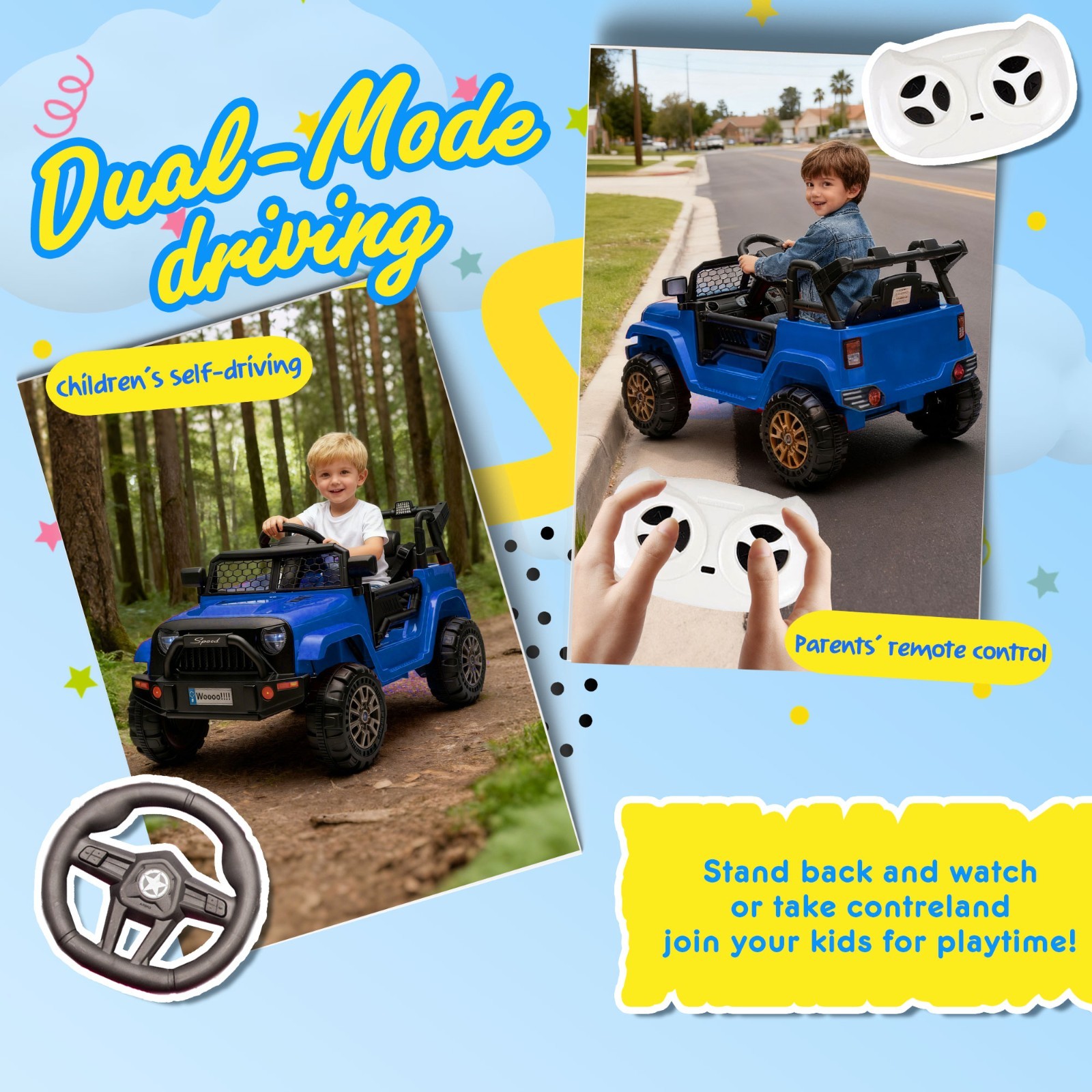12V Kids Ride On Toys Truck w/Remote, Electric Toddler Ride on Car for Kids,Blue