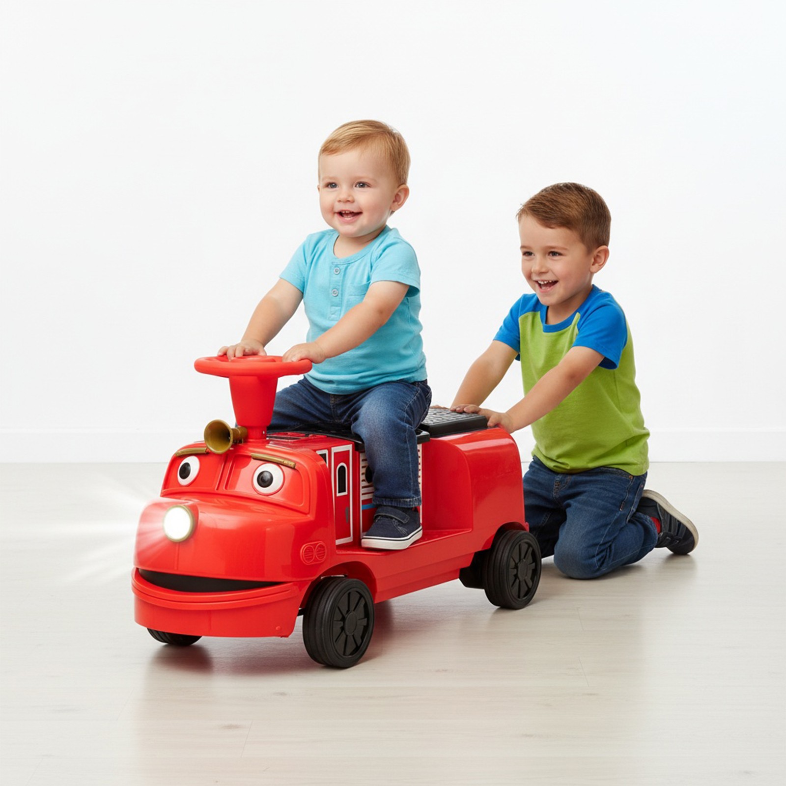 2 Seater Ride On Train Trackless 12V Kids Ride On Toy Car 2 Speed Storage, Music