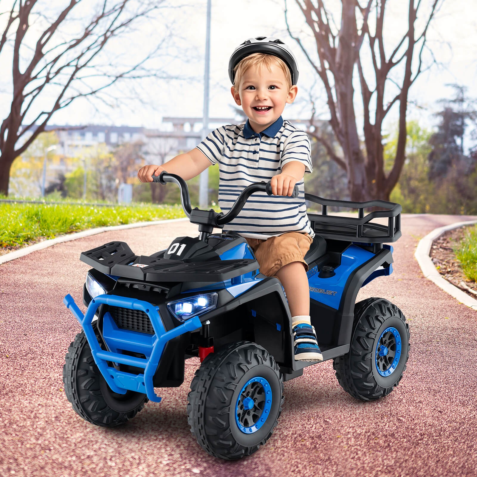 24V Kids Ride on Electric ATV Car Toy w/ Spring Suspension & LED Lights USB