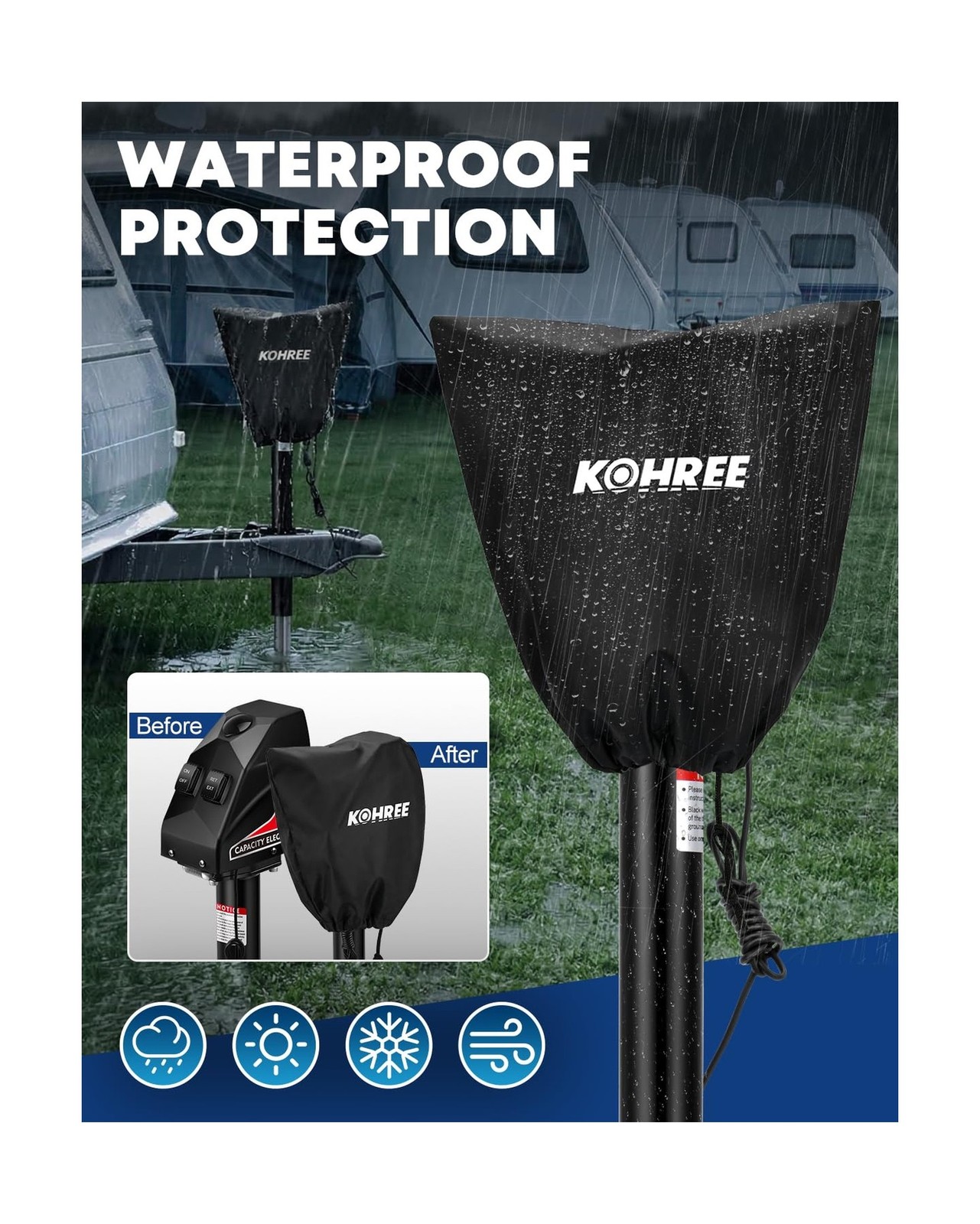 Kohree Electric Trailer Jack 5000lbs, Heavy Duty A-Frame Electric Power Tongu…