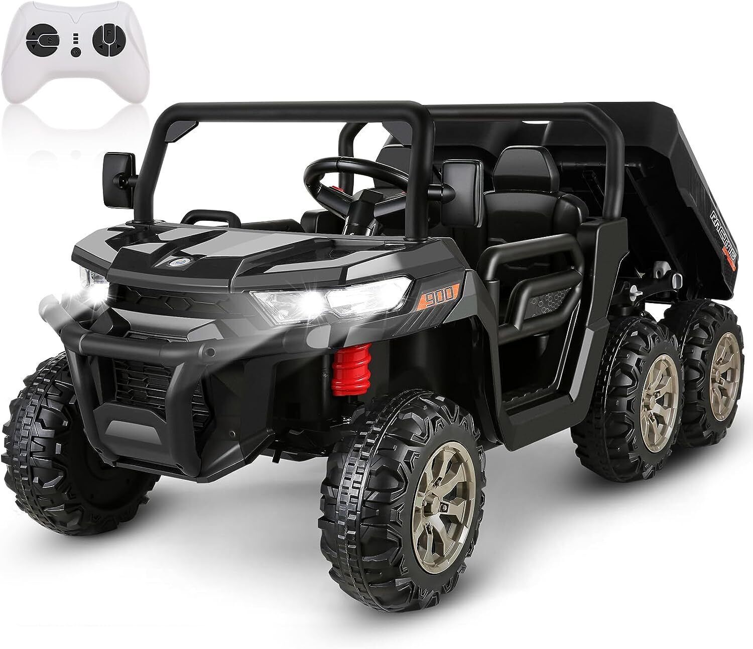 24V 2 Seater Ride On Car 4WD Electric Toy Tractor Trailer with Dump Bed Gift