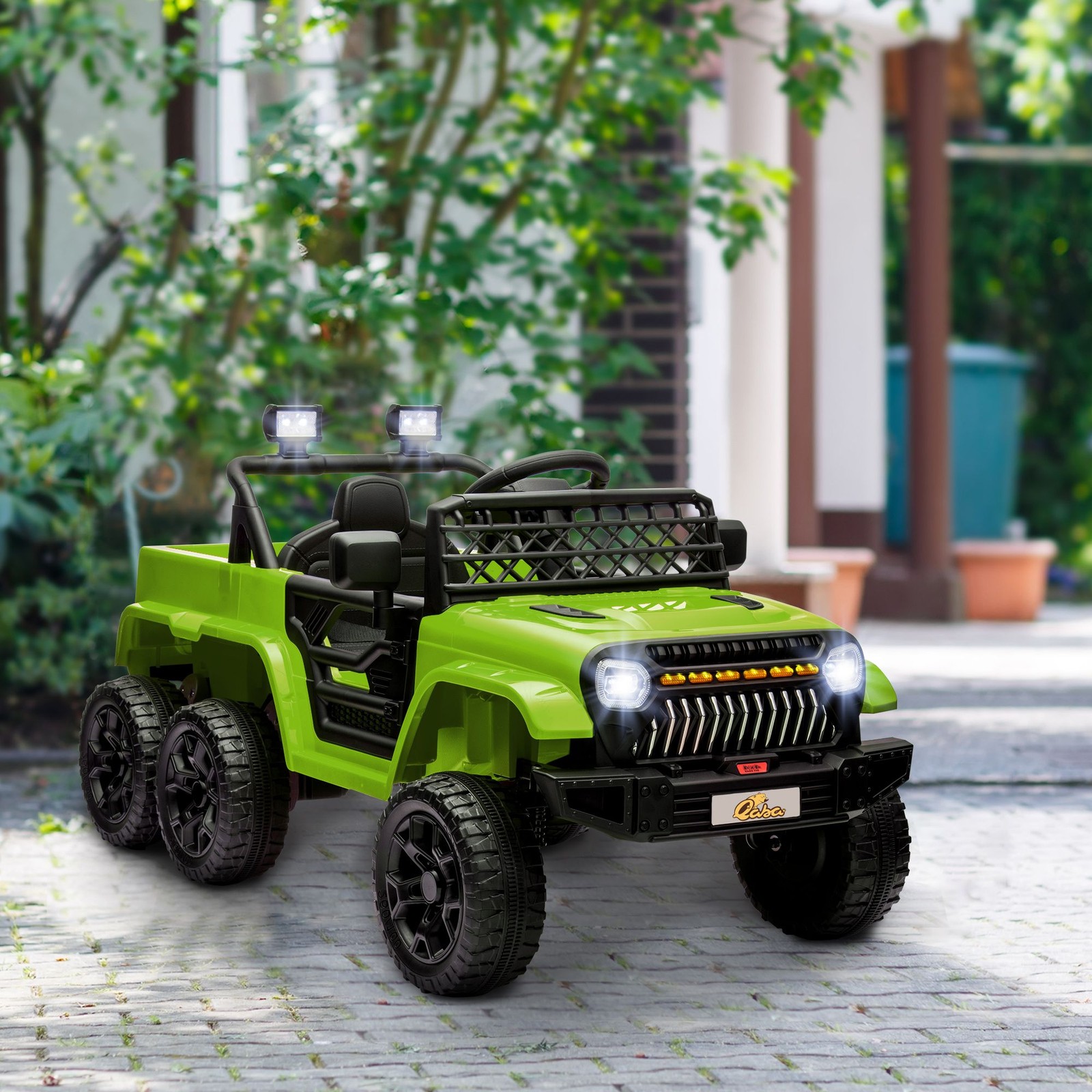 12V Durable Kids Car with Built-in Music Soft Start Seat Belt Green Color