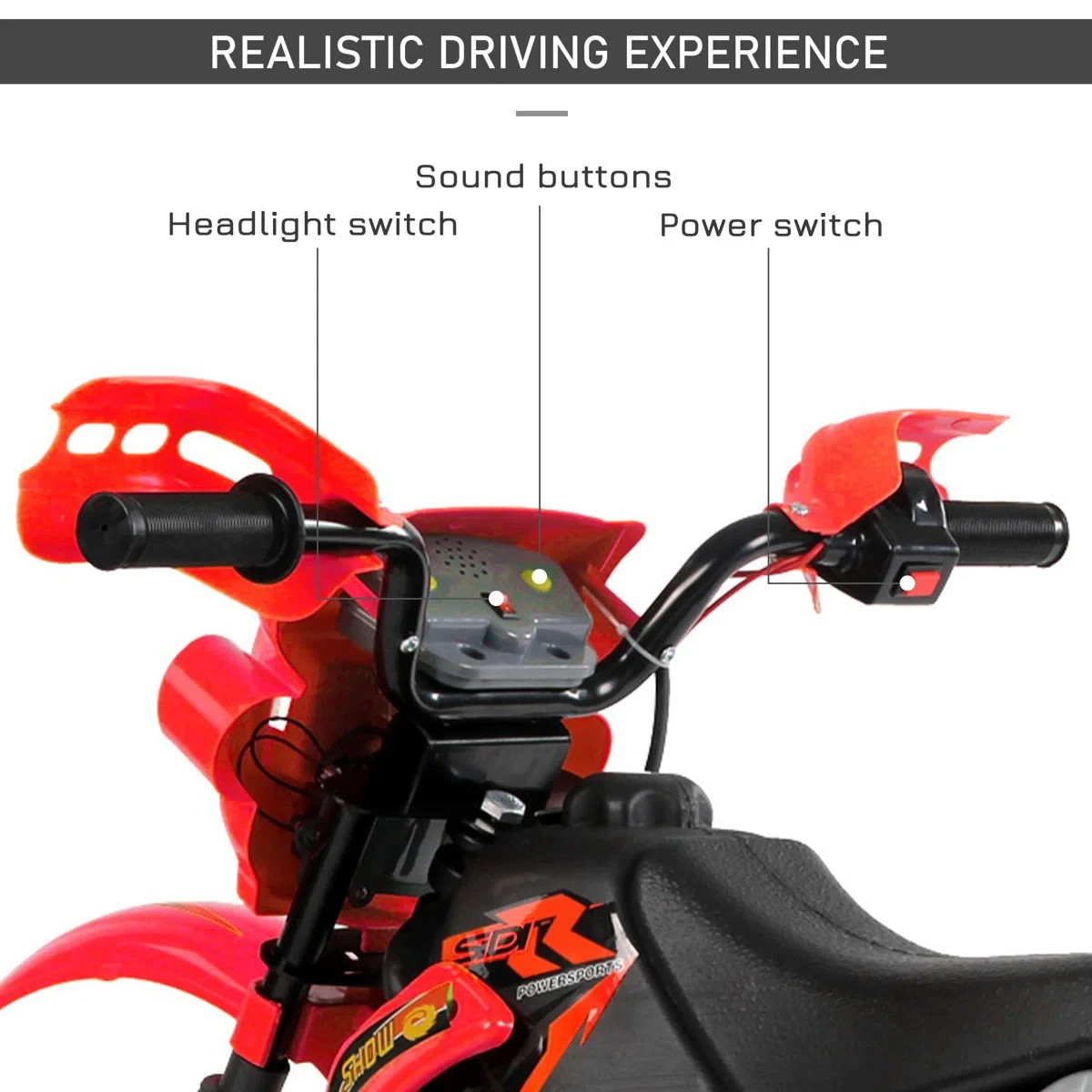 Aosom Battery Powered Ride On Dirt Bike 6V Kids Motorcycle with Music & Lights