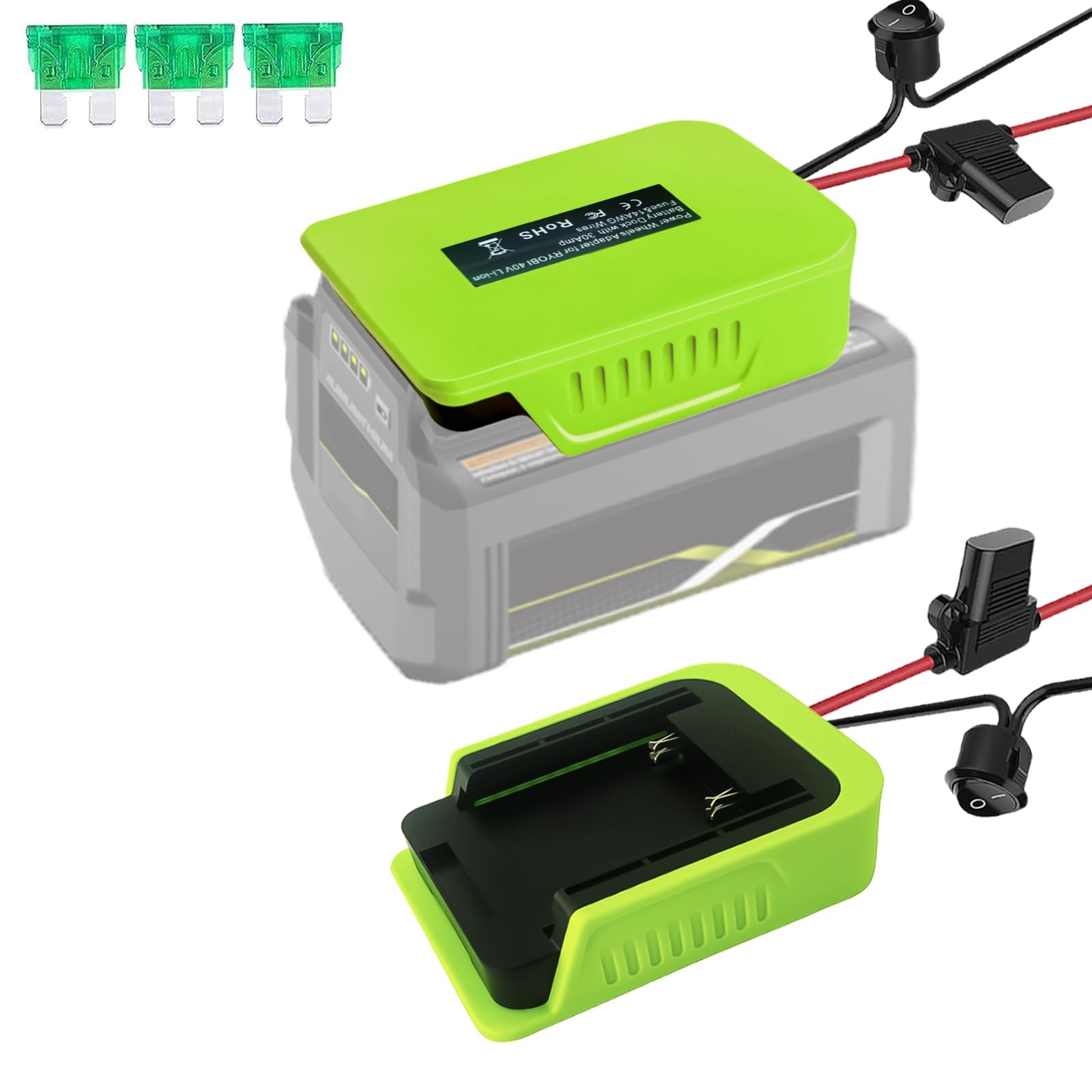 2-Pack Power Wheels Adapter for Ryobi 40V Battery — 14 AWG Power Converter Ki…
