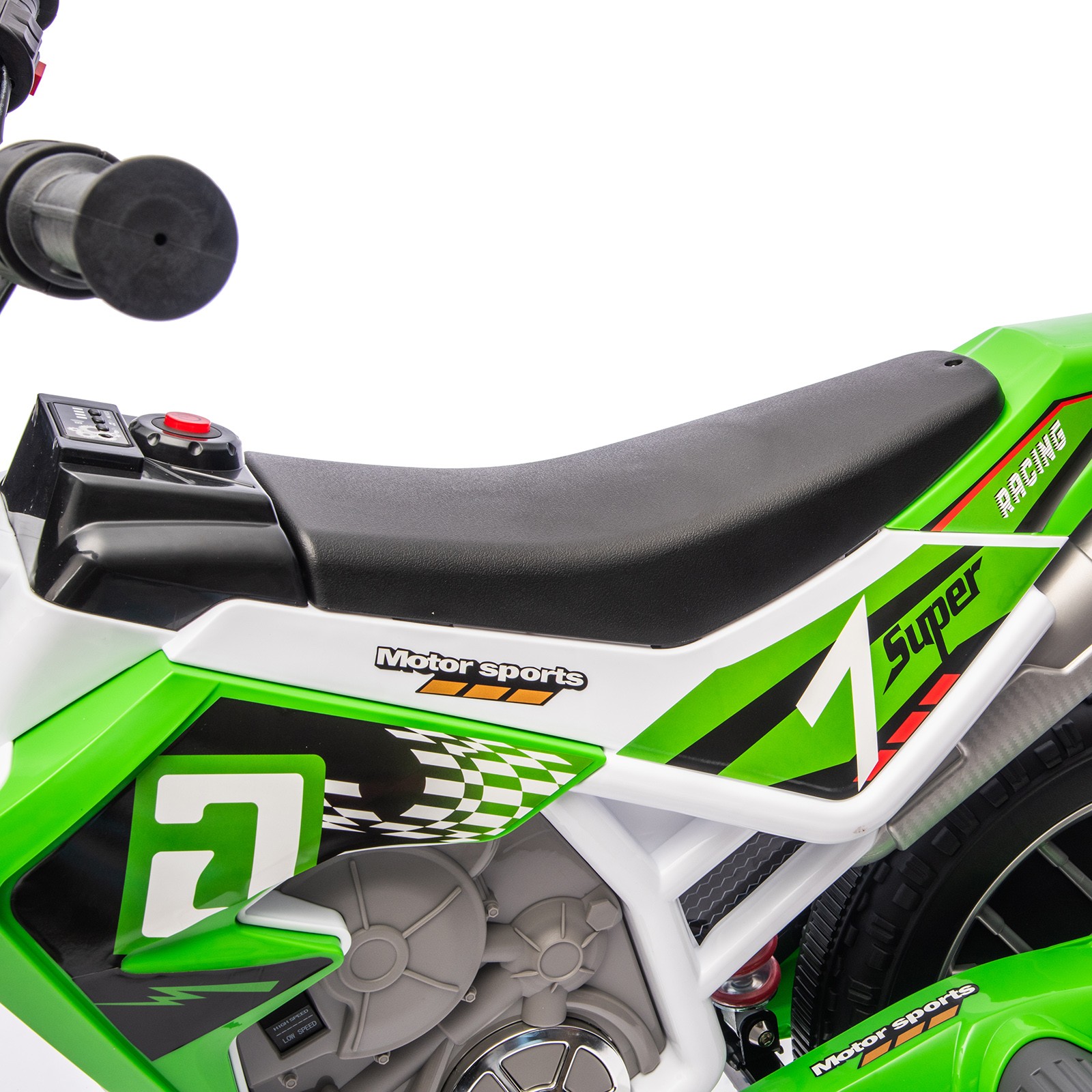 12V Kids Ride On Motorbike Motorcycle Dirt Bike with Music,Training Wheels Green