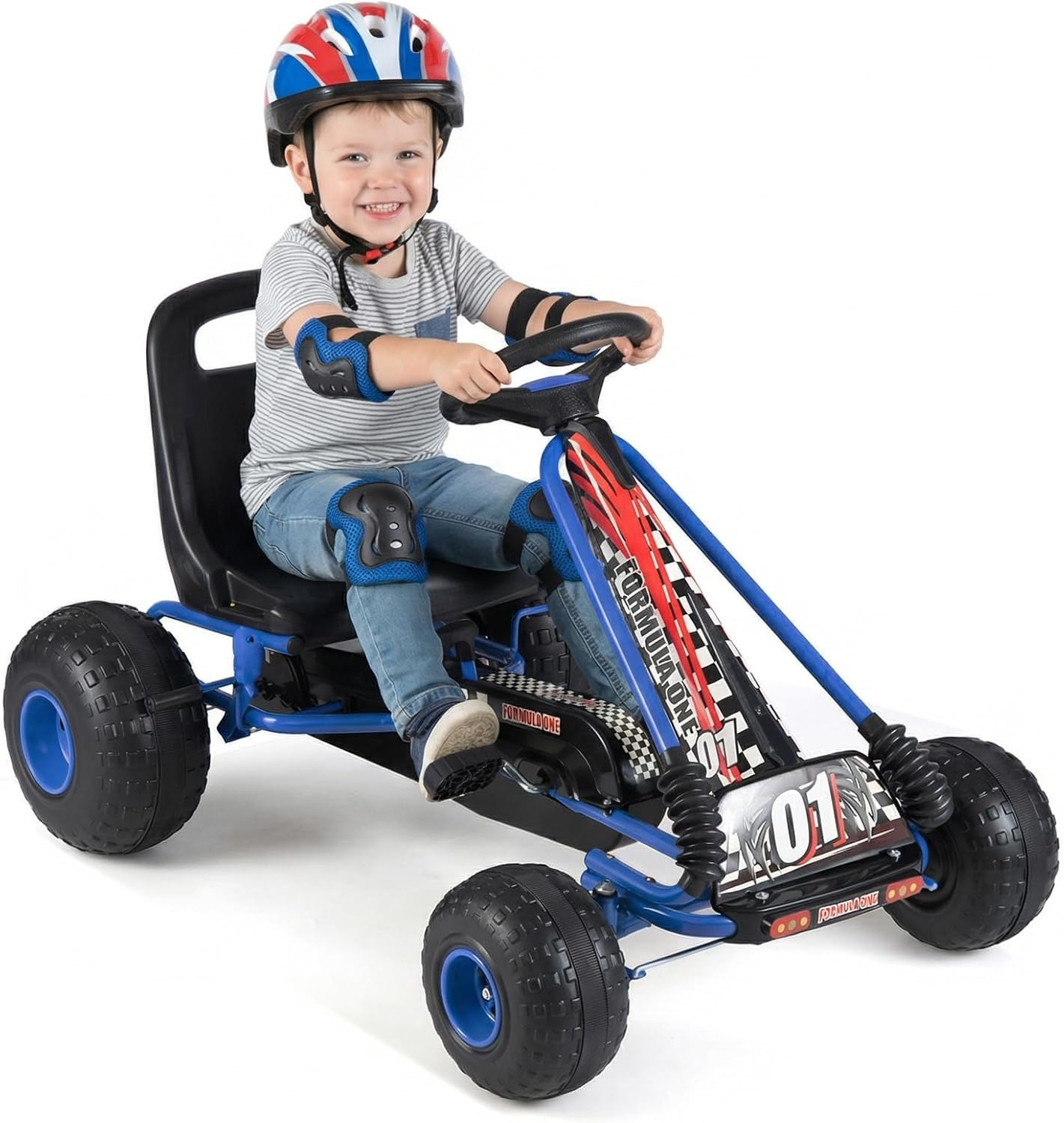 Pedal Go Kart, 4 Wheeler Toddler Racing Ride on Pedal Car Toy, Forward/Backward,